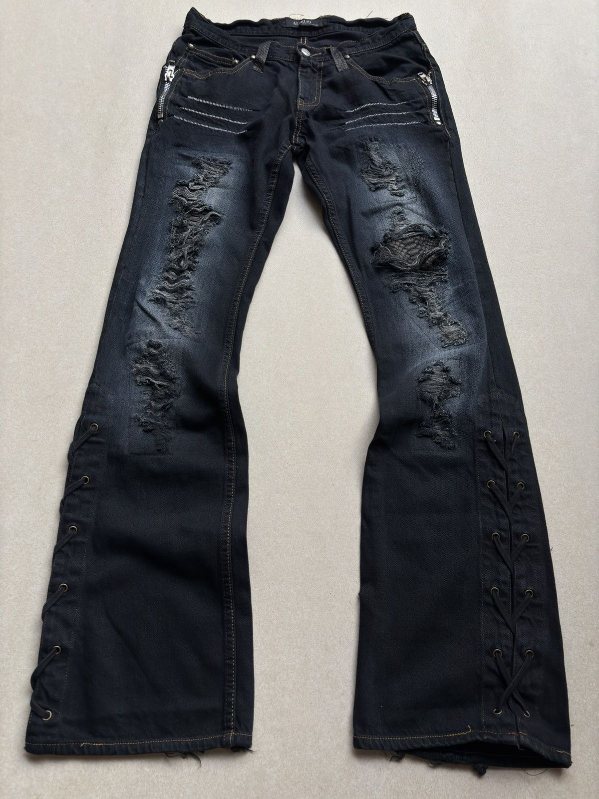 Japanese Brand Aldelio lace up flare jeans Size US 28 / EU 44 - 1 Thumbnail