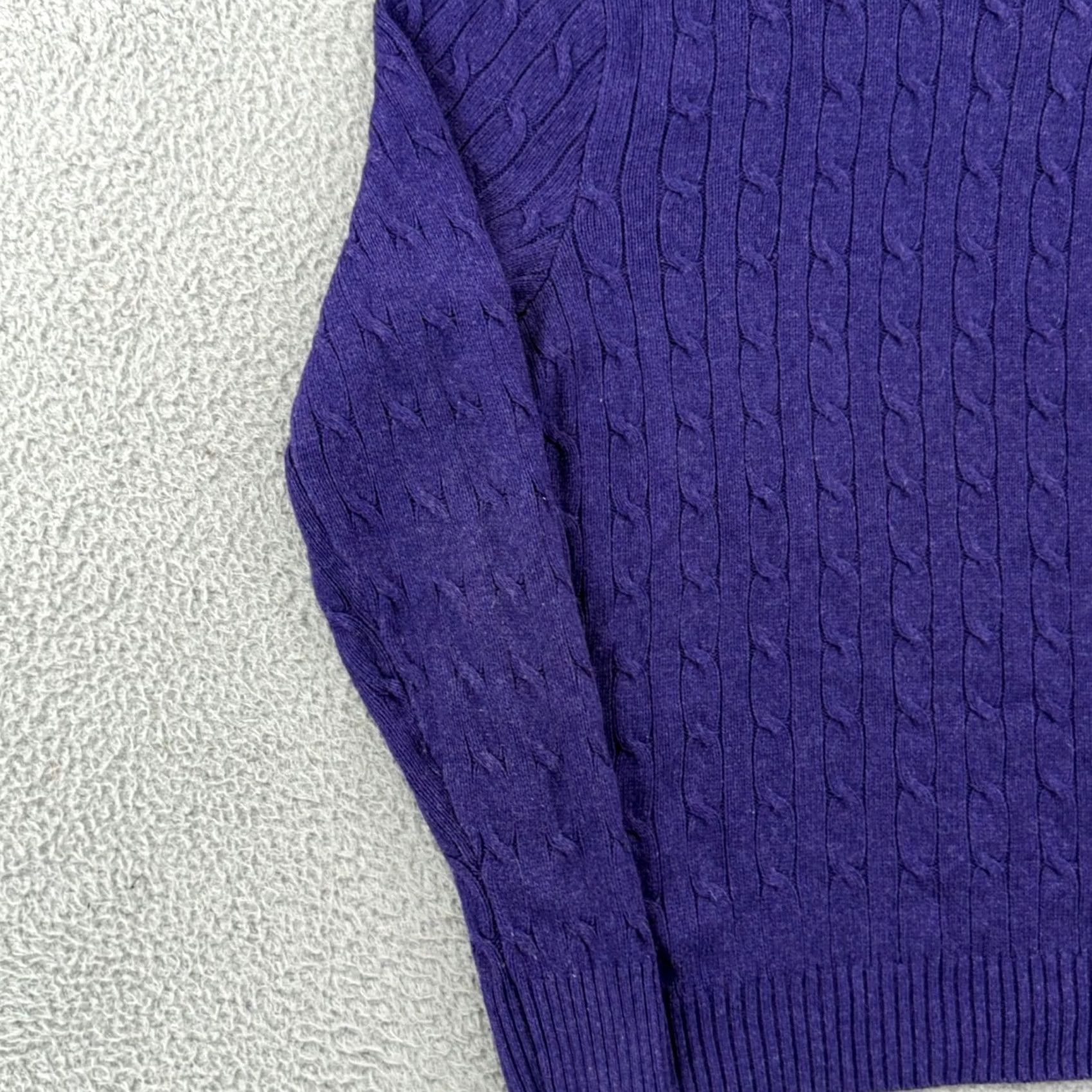 Polo Ralph Lauren VINTAGE Polo Ralph Lauren Sweater Mens XL Purple Long Sleeve 100% Silk Cable Knit Preppy Size US XL / EU 56 / 4 - 4 Thumbnail