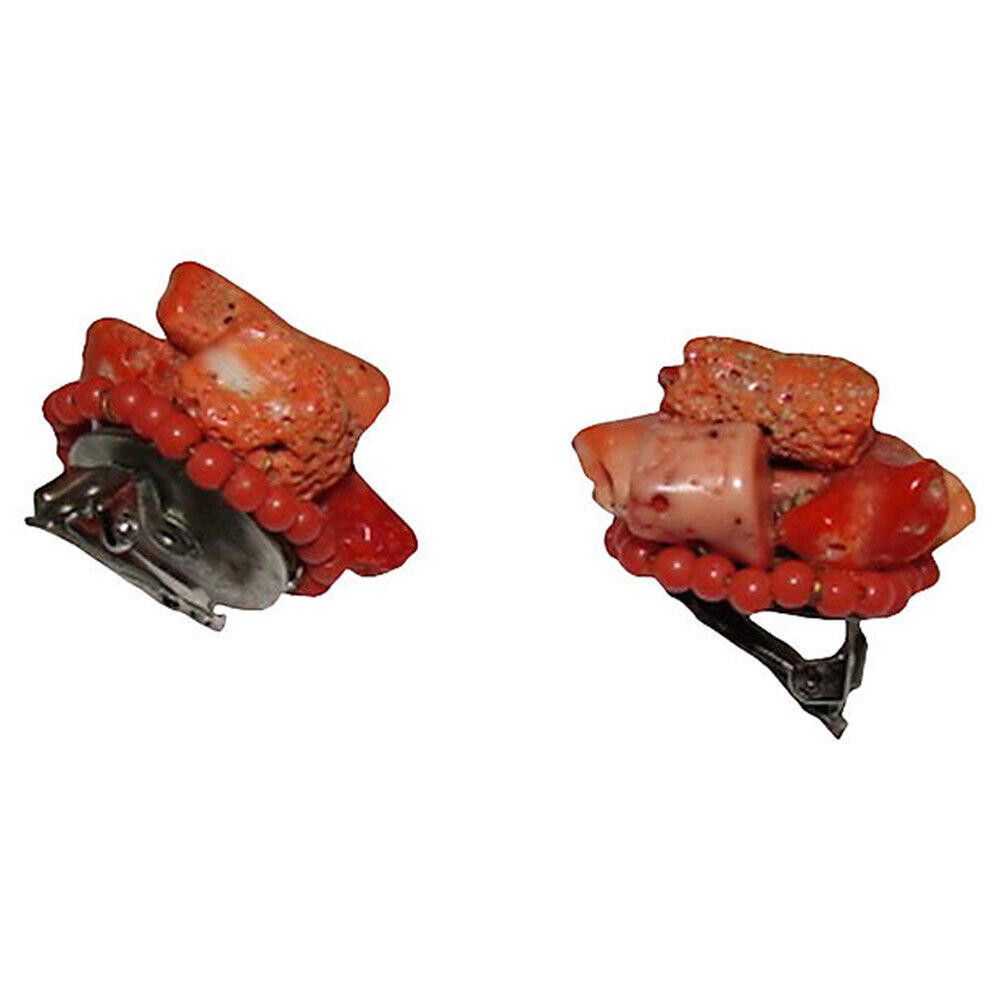 Handmade Red Coral Nugget Bead Earrings Size ONE SIZE - 2 Thumbnail