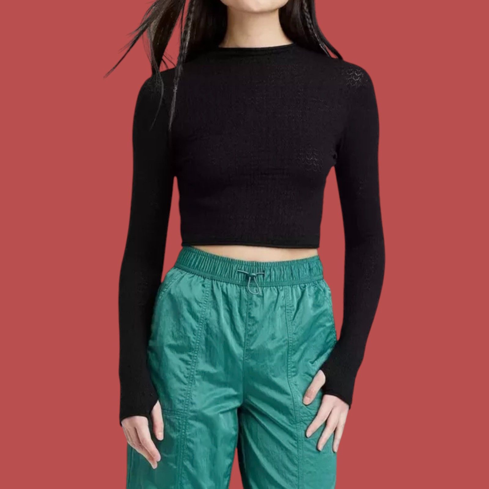 Other Wild Fable - Women's Mock Turtleneck Pointelle Pullover Swea Size XS / US 0-2 / IT 36-38 - 1 Thumbnail