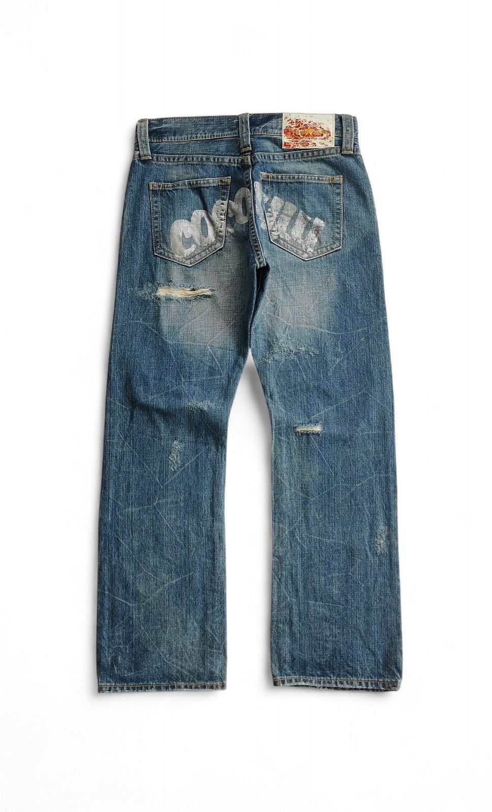 Vintage Flare Co&Lu Distressed Light Wash Jeans Red Accents Size US 32 / EU 48 - 3 Thumbnail