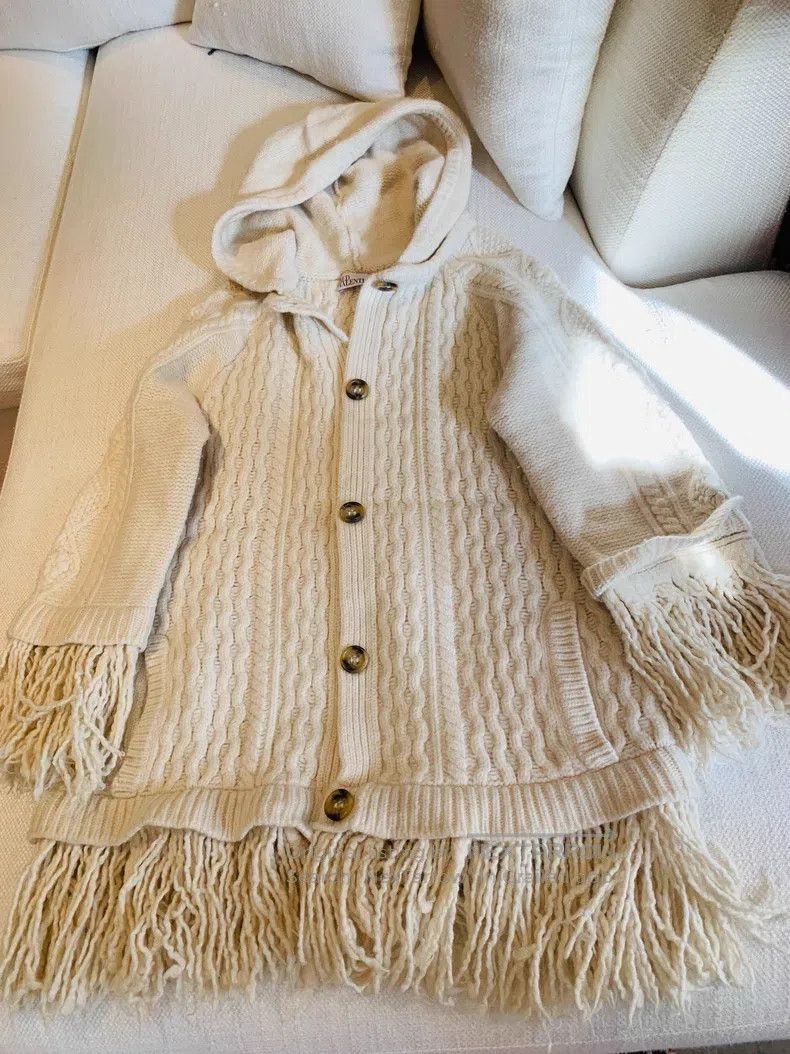 Valentino Valentino Valentino fur coat white cardigan Size S / US 4 / IT 40 - 1 Thumbnail