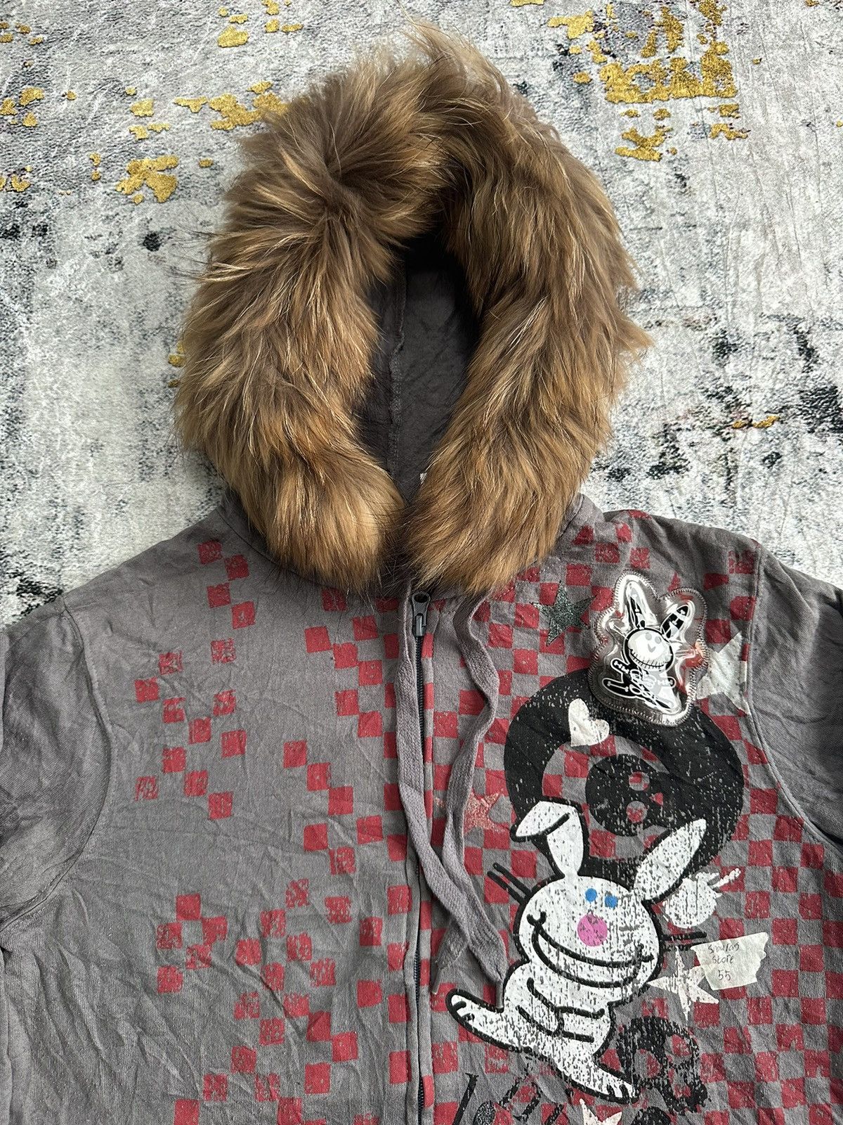 20471120 2000s JIM BENTON BUNNY SKULL FUR ZIP UP HOODIE STYLE Size US L / EU 52-54 / 3 - 3 Thumbnail