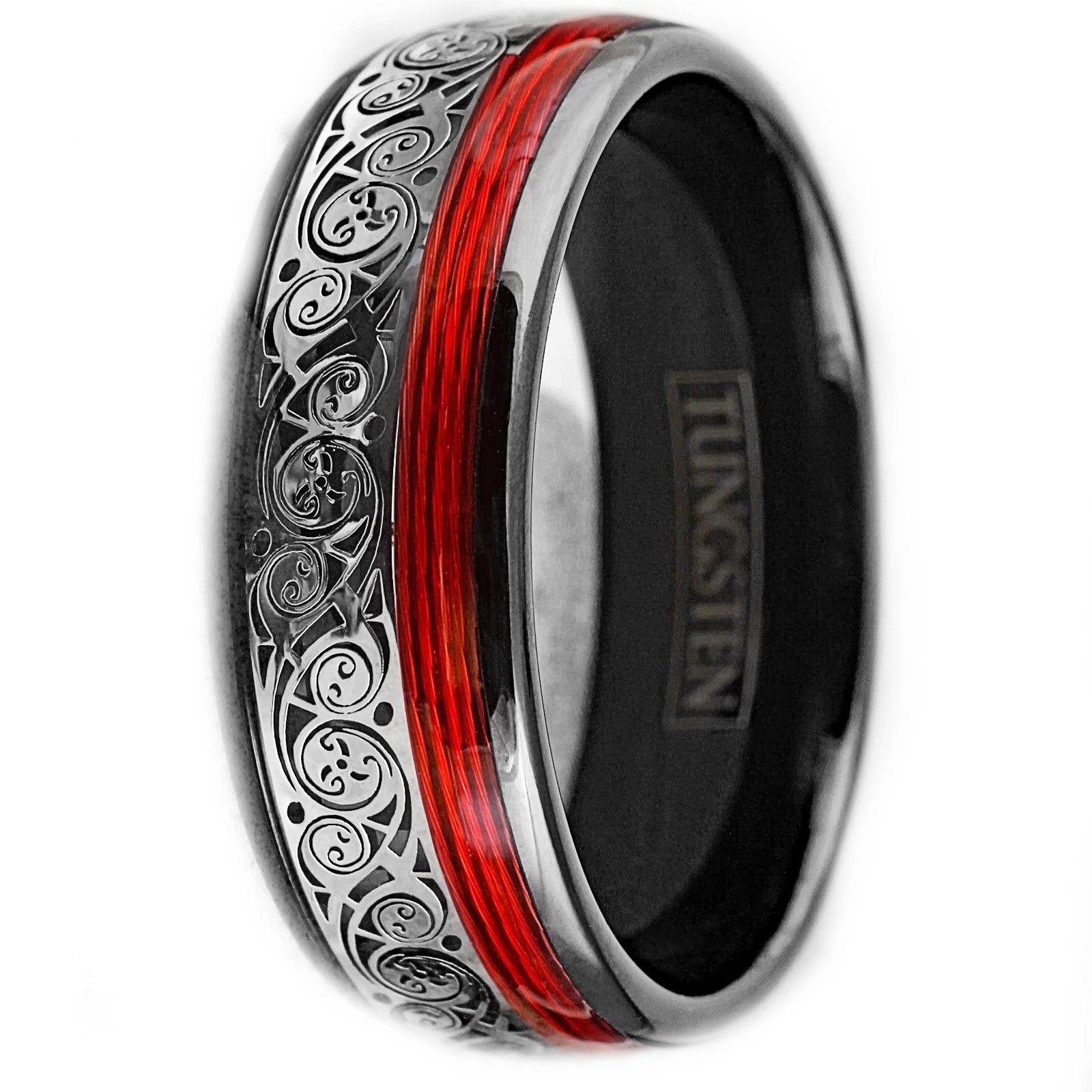Other Tungsten Carbide Ring Band Clockwork Gears & Red Wire Size ONE SIZE - 2 Thumbnail