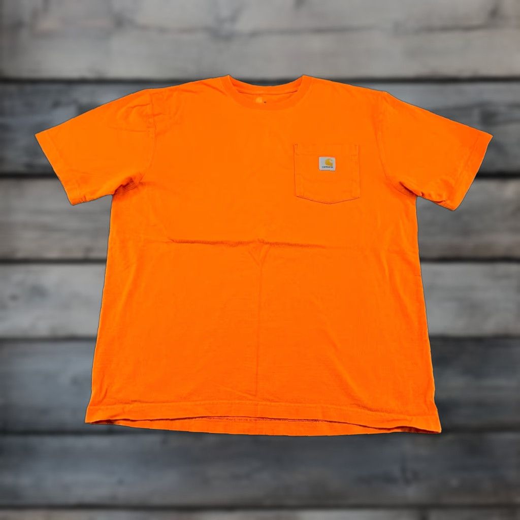Carhartt Carhartt Shirt Mens M Orange Short Sleeve Regular Fit Cotton Logo Workwear K87 Size US M / EU 48-50 / 2 - 1 Thumbnail