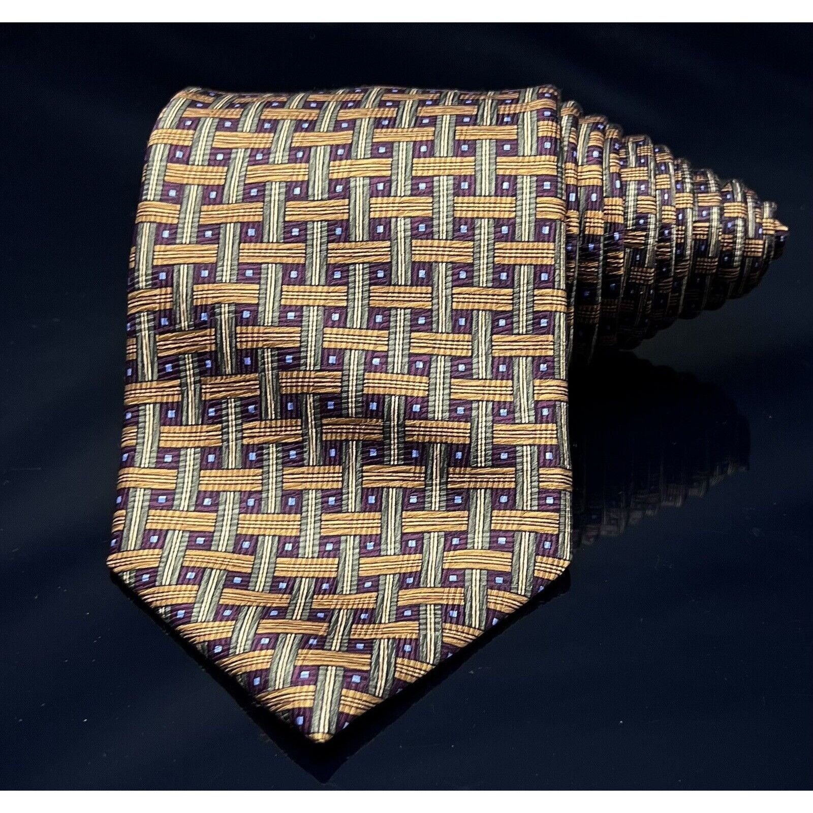 Vintage JZ RICHARDS Silk Tie Blue with Brown Cross Cross Size ONE SIZE - 8 Thumbnail