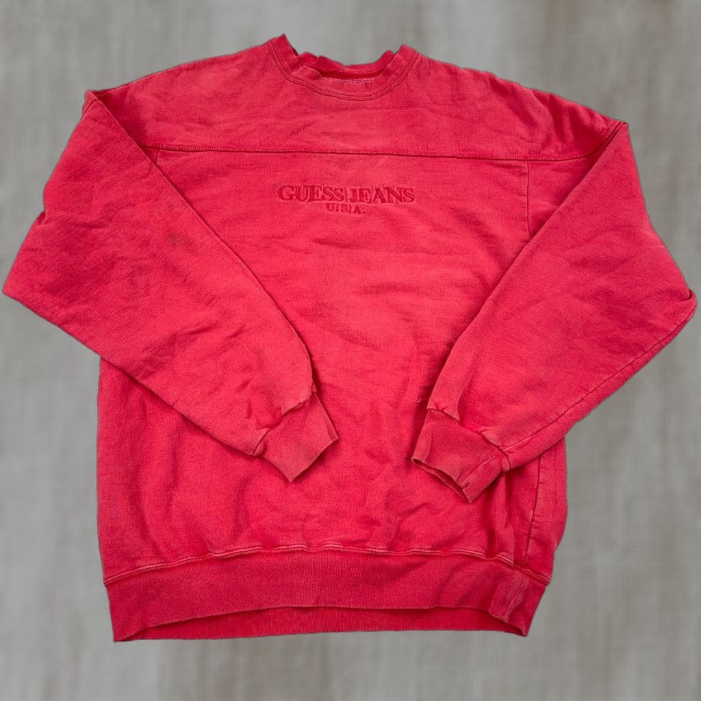 Guess VINTAGE GUESS Sweatshirt Shirt Men XL Red Crew Neck 80s 90s USA Made Graphic Print Embroidered Logo/GD Size US XL / EU 56 / 4 - 1 Thumbnail