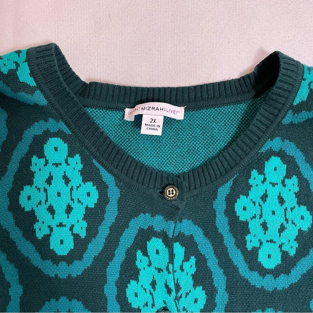 Isaac Mizrahi Isaac Mizrahi Live! Medallion Jacquard Cotton Blue Green Ca Size XXL / US 16-18 / IT 52-54 - 6 Thumbnail