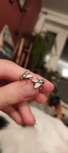 Jewelry Insect Flies Stud Earrings 925 Sterling Charm Earring Gift Size ONE SIZE - 1 Thumbnail