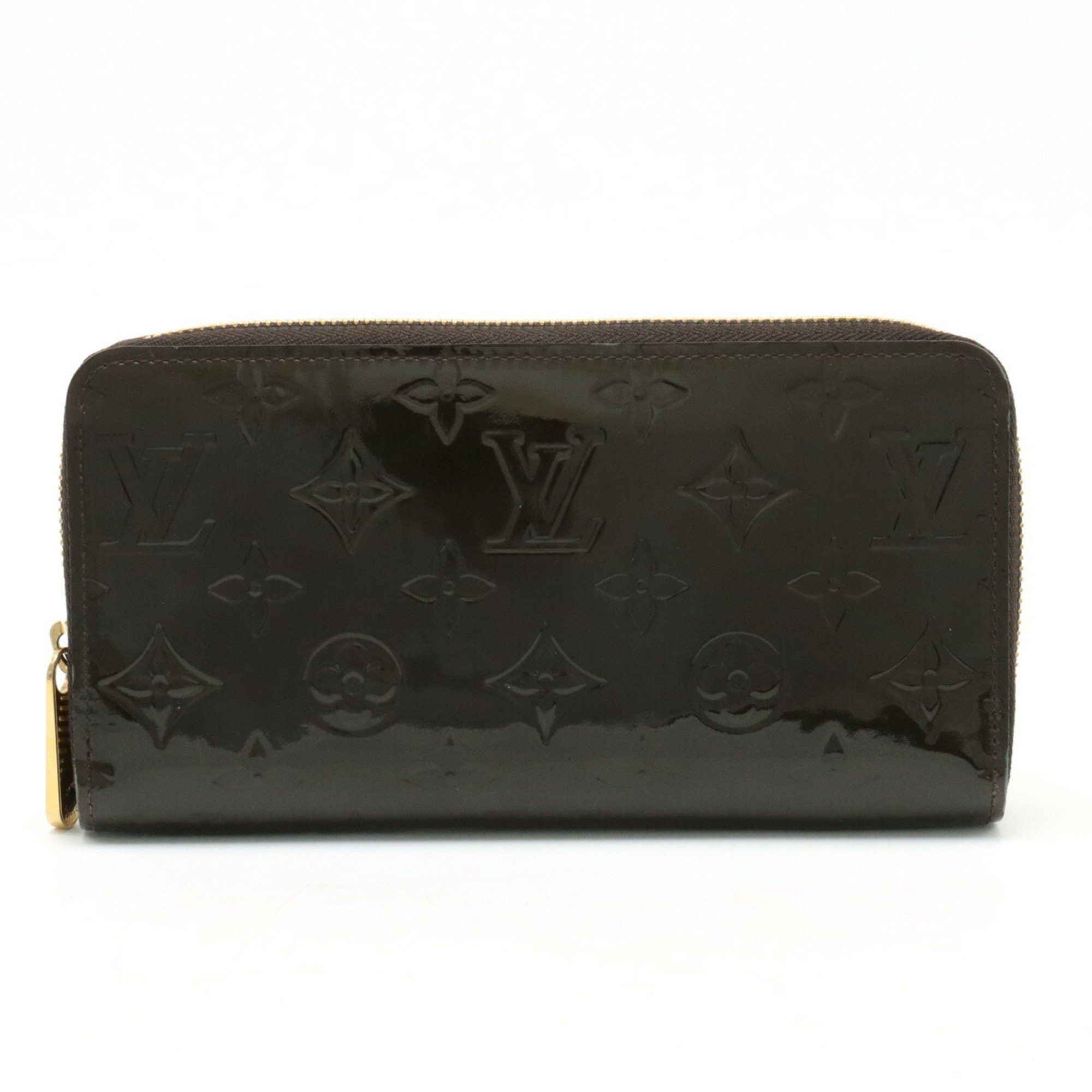 image of Louis Vuitton Monogram Vernis Zippy Wallet Round Long Enamel Terre D'ombre Dark Brown M91458, Women
