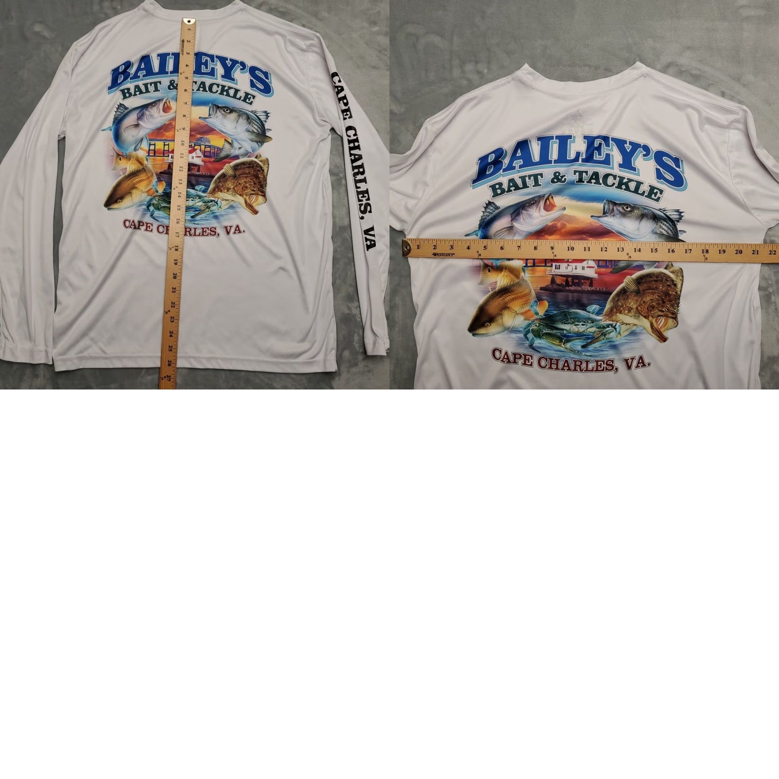Vintage VINTAGE Baileys Bait Tackle Shirt Mens M White Performance Fishing Cape Charles Virginia Mens Size US M / EU 48-50 / 2 - 8 Thumbnail