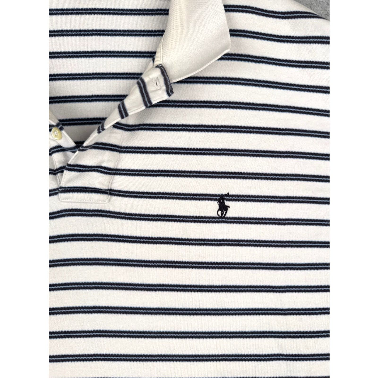 Ralph Lauren VINTAGE Ralph Lauren Polo Shirt Men XL White Blue Stripe Cotton Read Size US XL / EU 56 / 4 - 6 Thumbnail