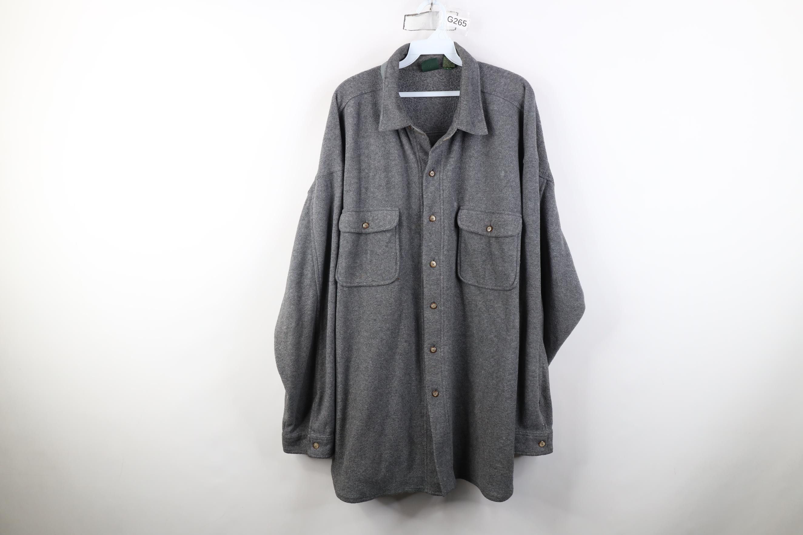 Vintage Vintage 90s Streetwear Baggy Fleece Button Shirt Jacket Gray Size US XL / EU 56 / 4 - 1 Thumbnail
