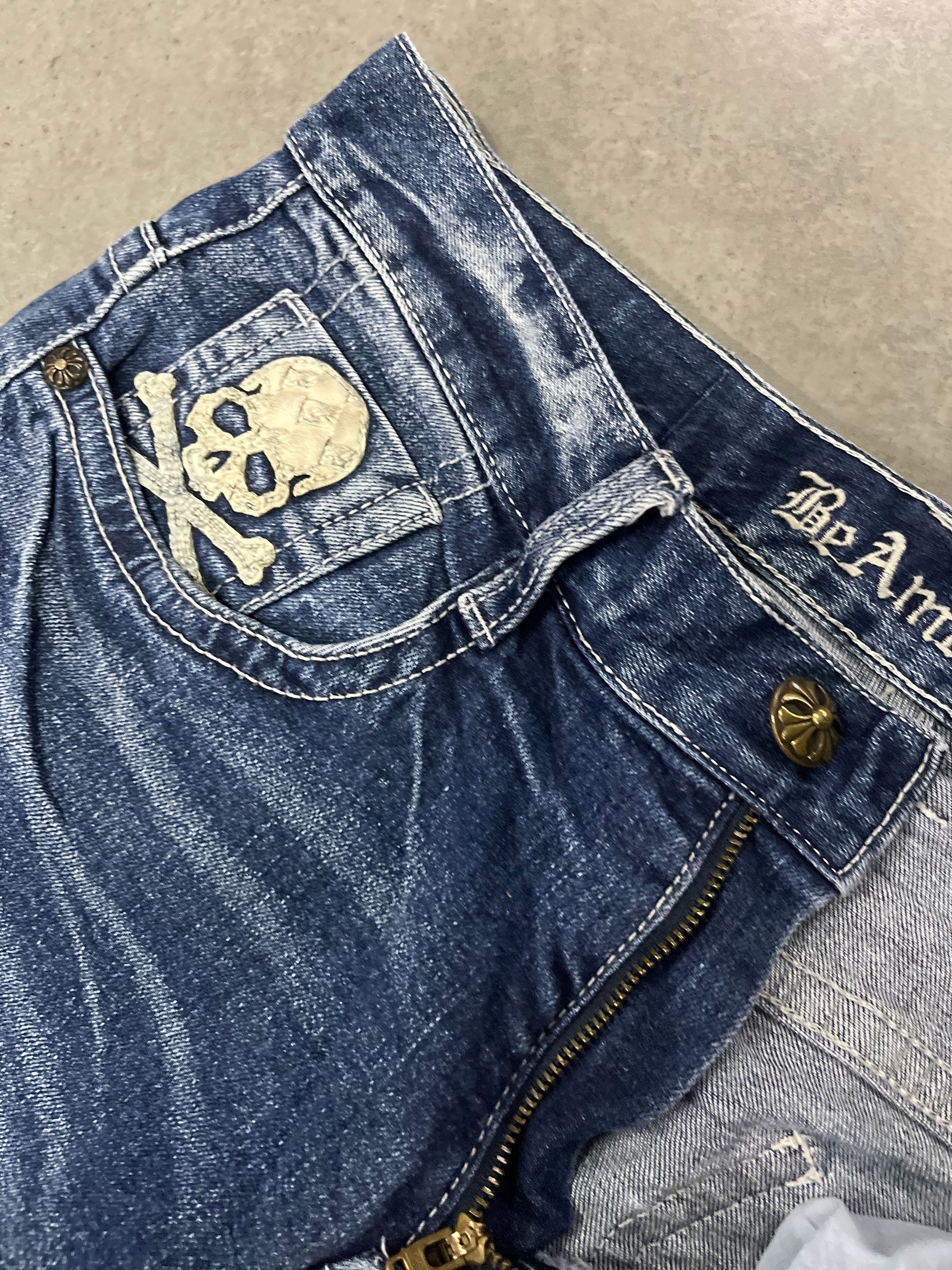 Designer Be Ambition Skull Patches Crafted Jeans Size US 32 / EU 48 - 4 Thumbnail