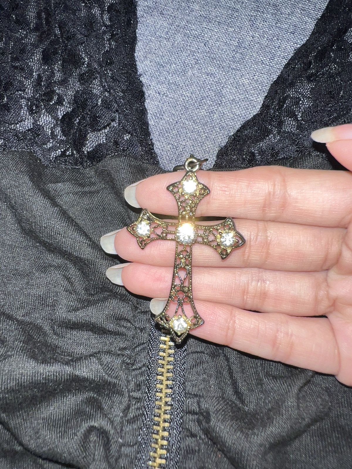 Japanese Brand Gyaru cross charm lace top🎀🖤 Size M / US 6-8 / IT 42-44 - 5 Thumbnail