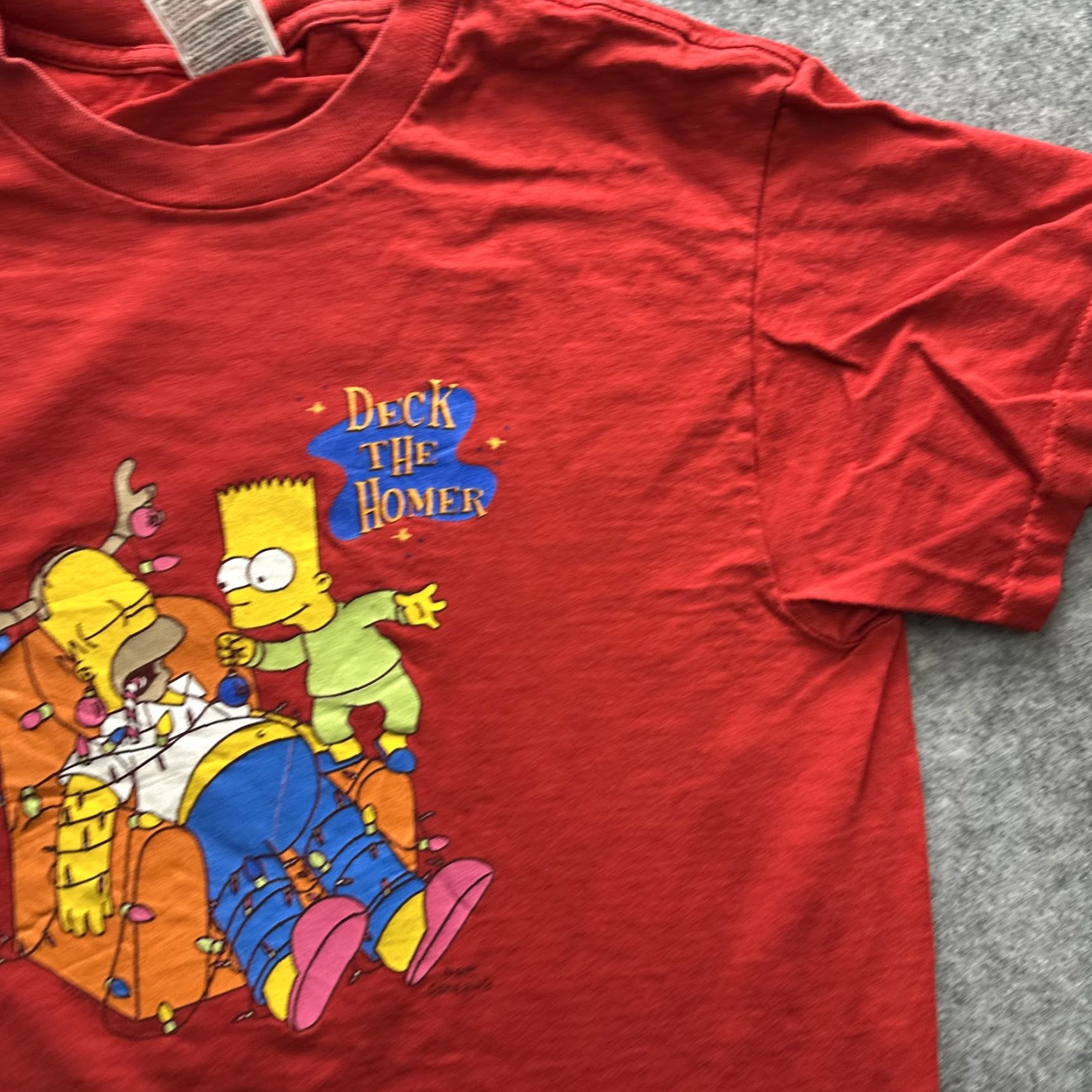 Fruit Of The Loom VINTAGE Simpsons Deck The Homer Shirt Mens Medium Red Christmas Cartoon 90s Size US M / EU 48-50 / 2 - 5 Thumbnail