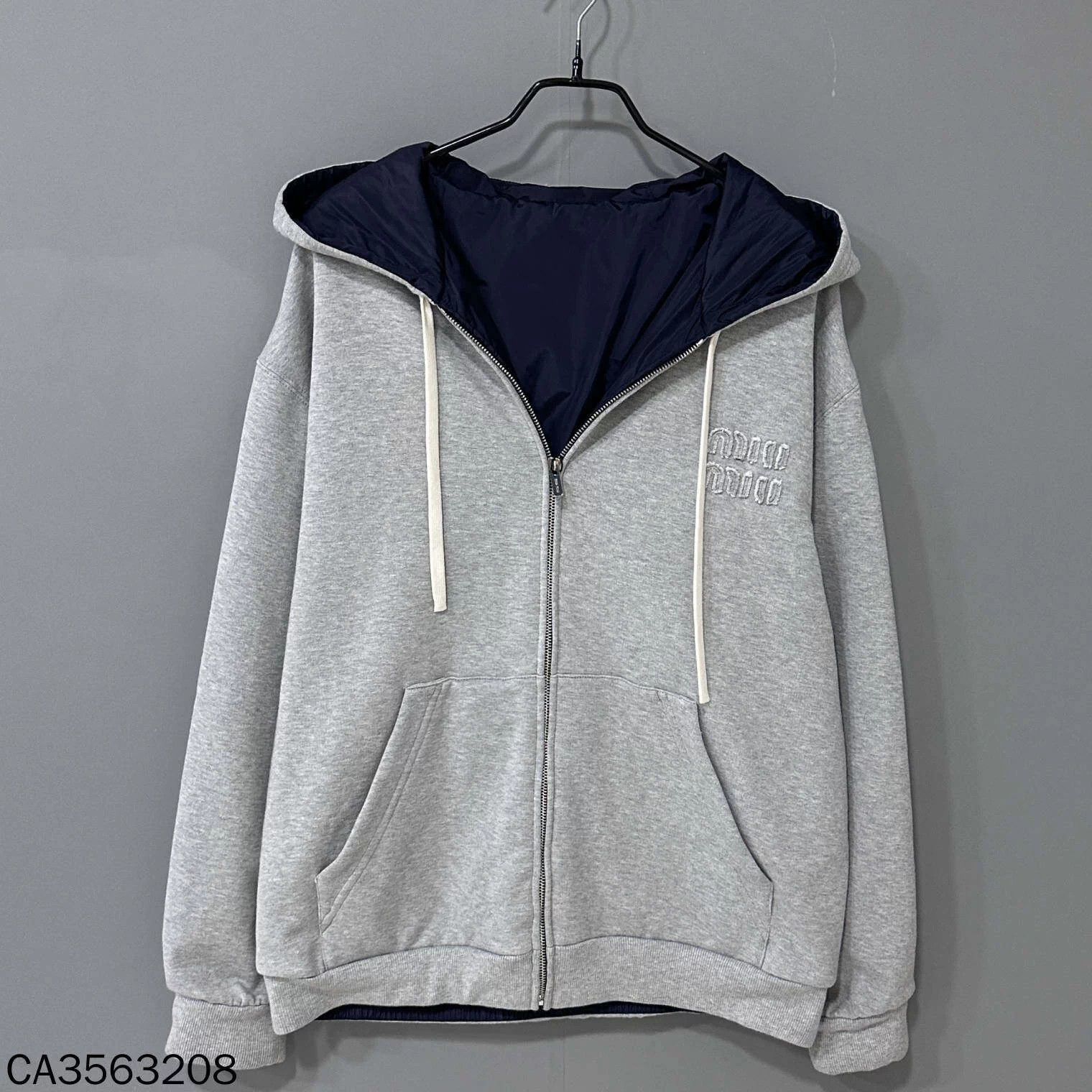 MIUMIU 25fw double logo jacket blue 40 98 zip snag