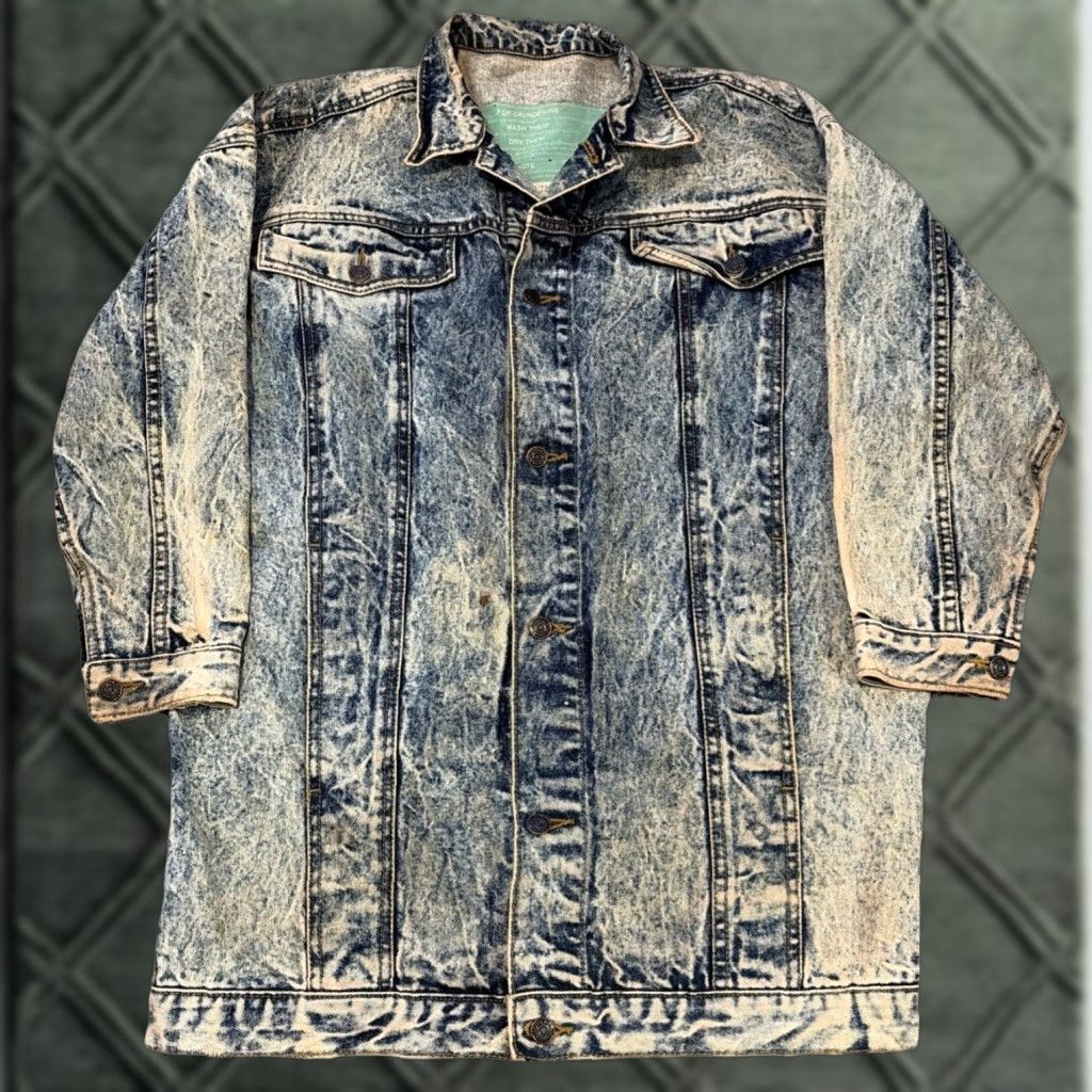 Jordache VINTAGE Jordache Denim Jacket Trench Coat Women M Blue 90s Shirt? Size 32" / US 10 / IT 46 - 1 Thumbnail