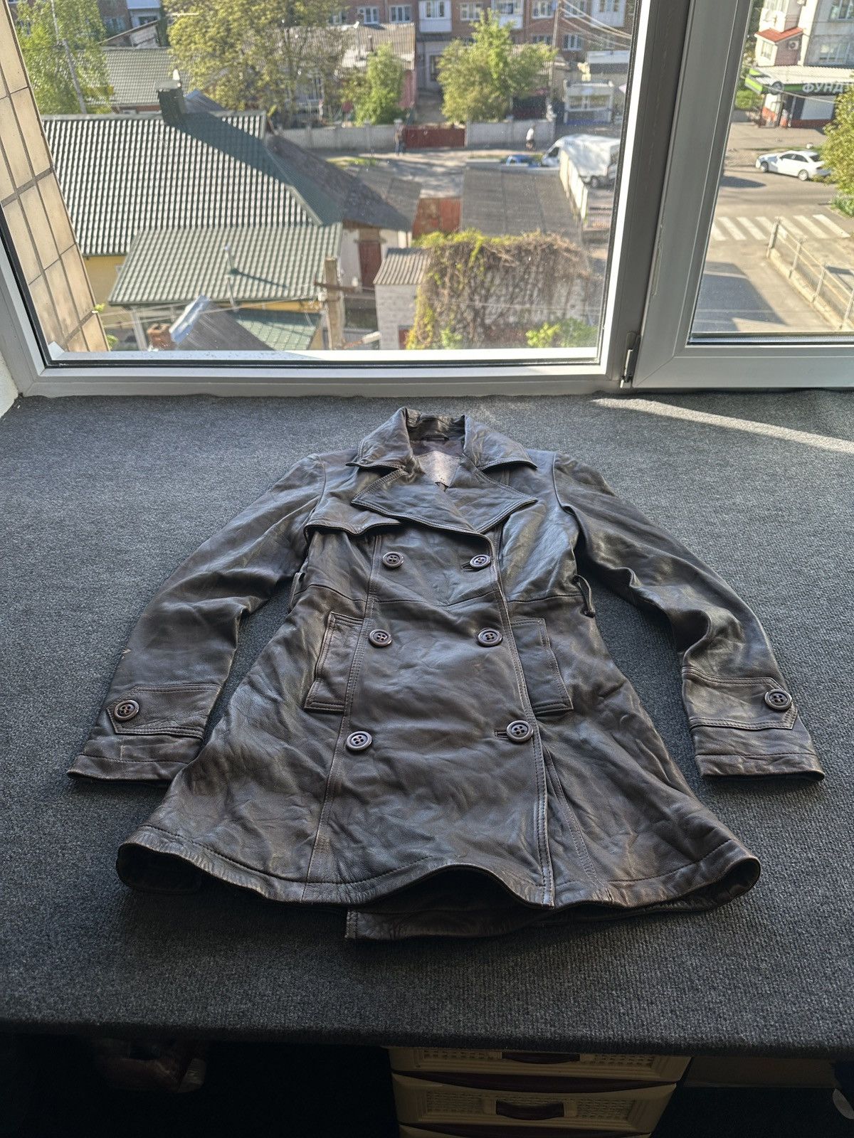Other LEATHER TRENCH COAT 🚨 DARK BROWN LUXURY WOMEN SIZE S BUTTON Size S / US 4 / IT 40 - 4 Thumbnail