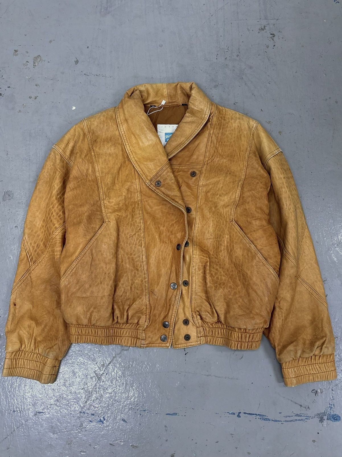 Casablanca Rare Vintage 80s Patina Leather Bomber Jacket Double Collar Size US M / EU 48-50 / 2 - 1 Thumbnail