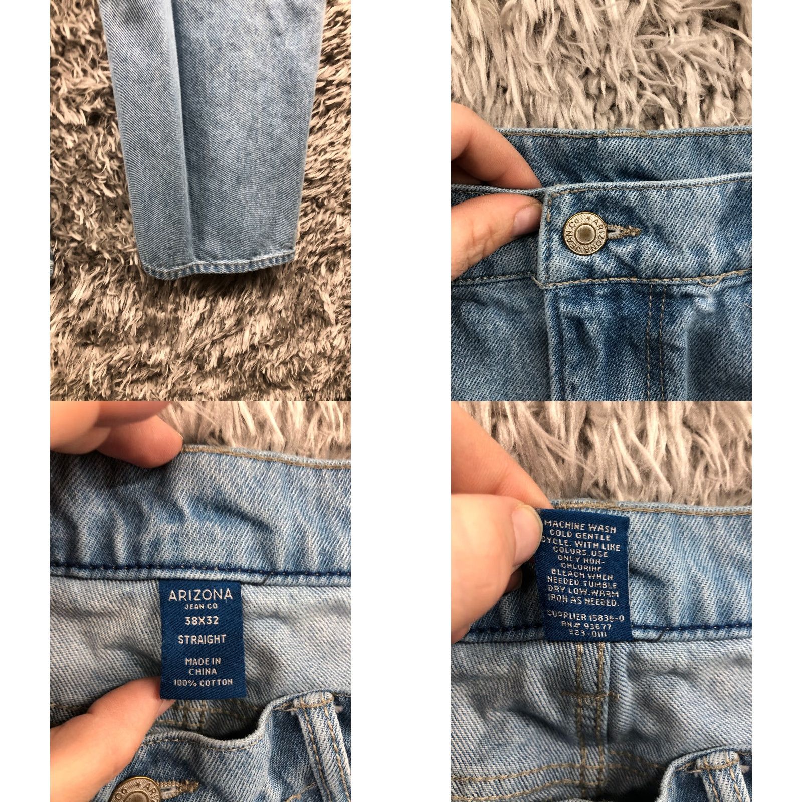 Vintage Arizona Jeans Mens Jeans 38x32 Stone Wash Blue Denim Straight Leg Mid Rise 5-Pocket Mens Size US 38 / EU 54 - 8 Thumbnail