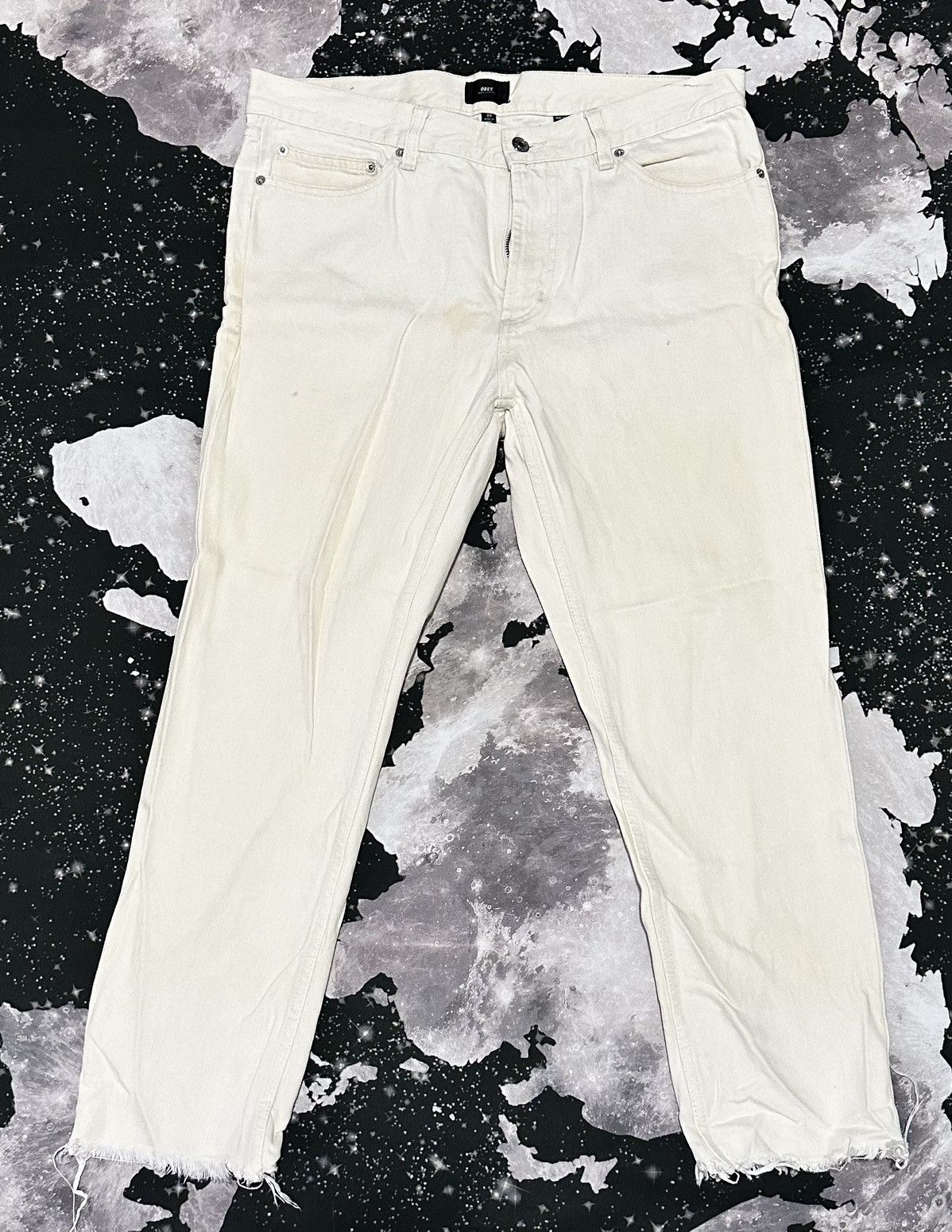 Obey Obey Worldwide Mens White Denim Jeans Size US 33 - 1 Thumbnail