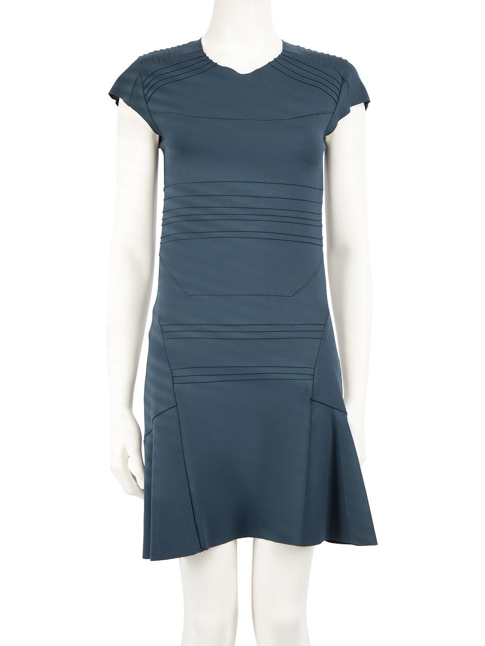 image of Maje Blue Round Neck Short Sleeve Midi Dress, Women's (Size Medium)