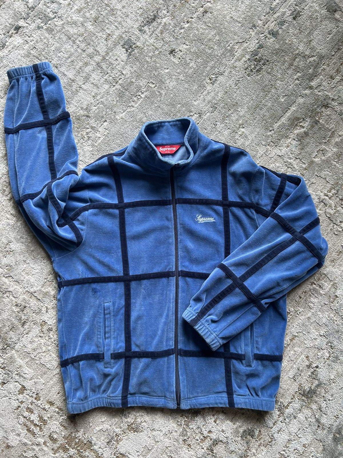 20SS Supreme Grid Taping Velour Jacket supreme grid taping velour