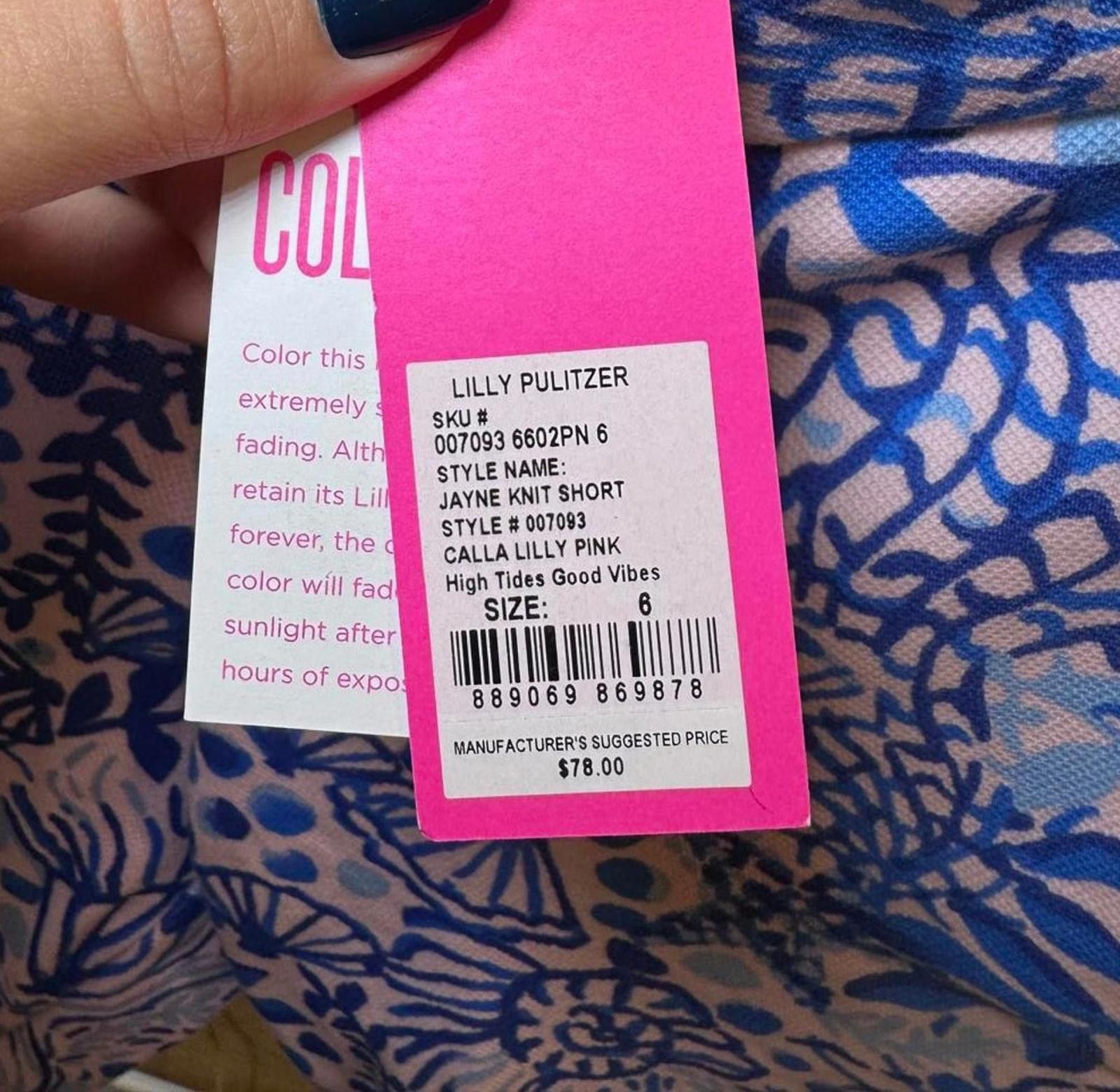 Designer Lilly Pulitzer Women's Calla Lily pink Good Vibes Shorts Size 28" / US 6 / IT 42 - 3 Thumbnail