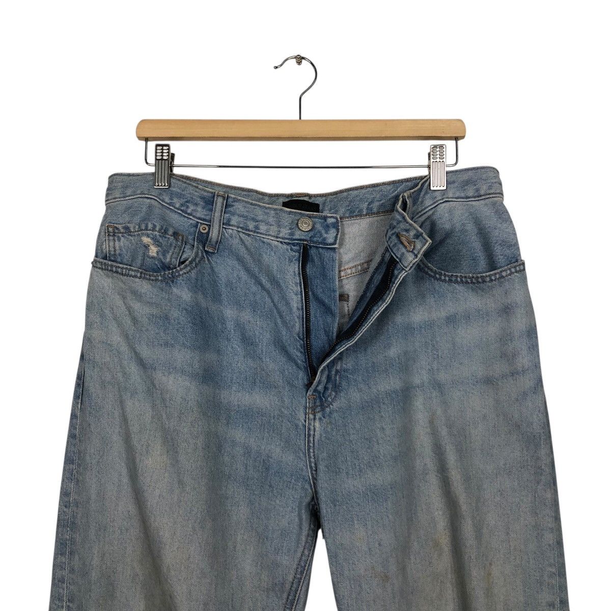 Japanese Brand Distressed Ripped Blue Jeans High Rise Straight Leg Uniqlo Size US 34 / EU 50 - 17 Thumbnail