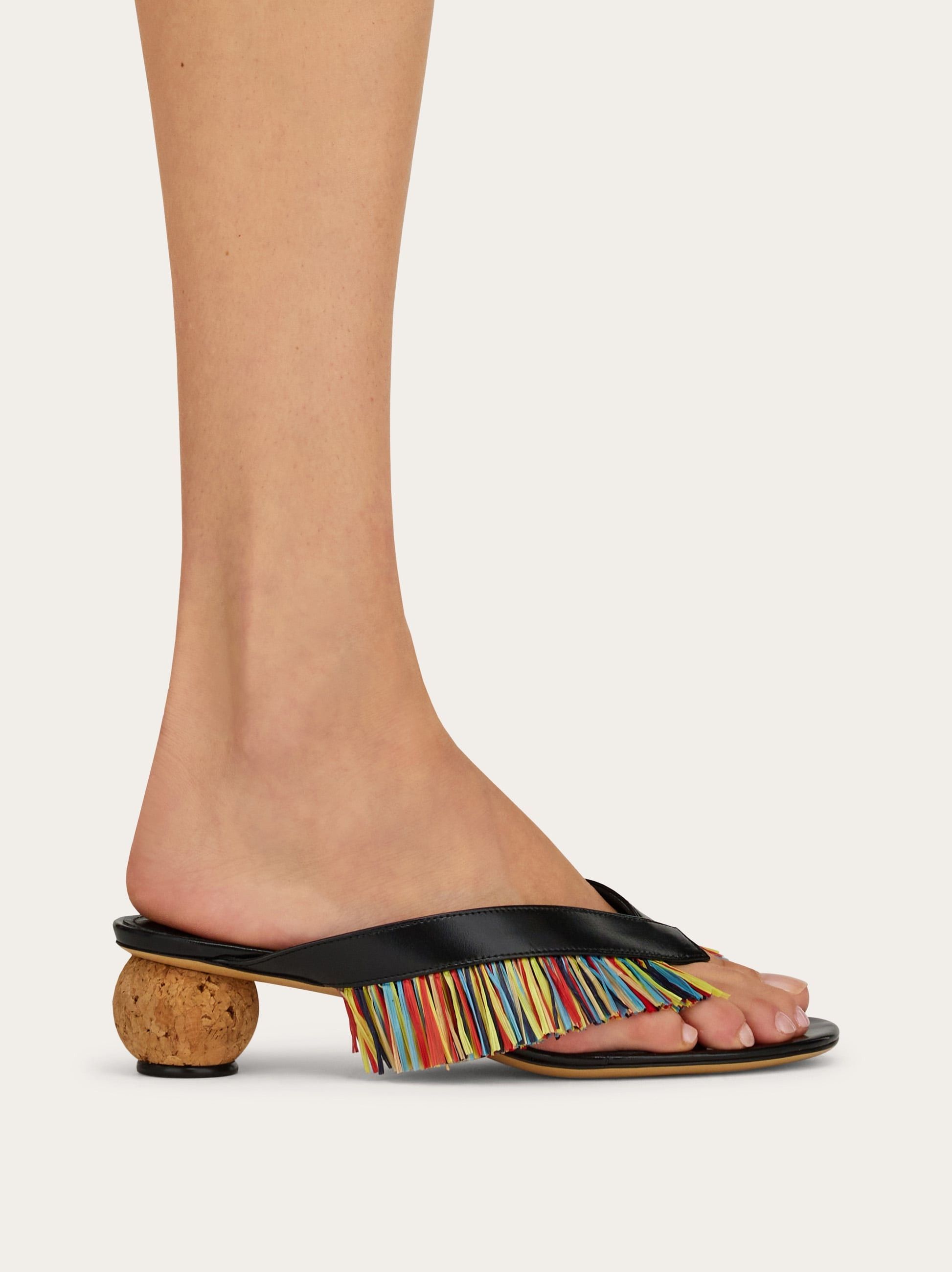 Salvatore Ferragamo o1s1rm0526 Fer Fringed Sandals in Black Size US 11 / IT 41 - 3 Thumbnail
