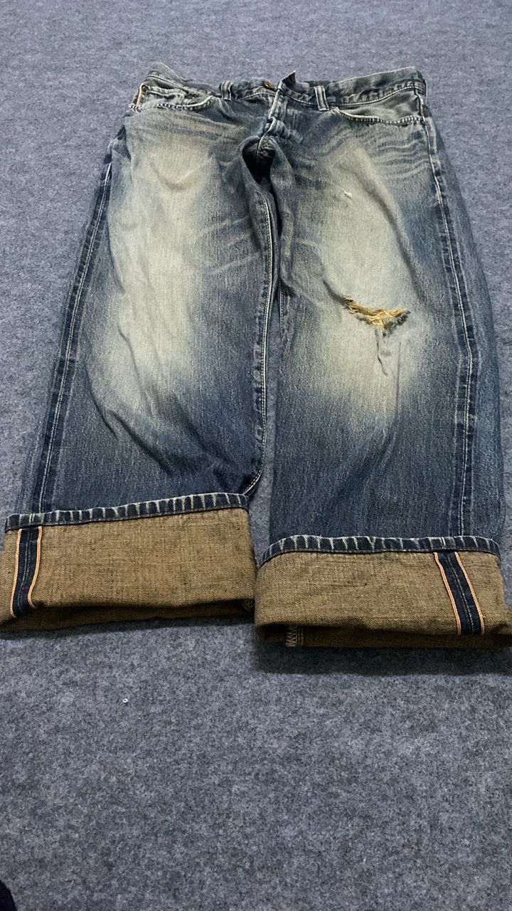 Edwin Vintage Edwin 505 Selvegde Redline Distressed Denim Size US 33 - 3 Thumbnail