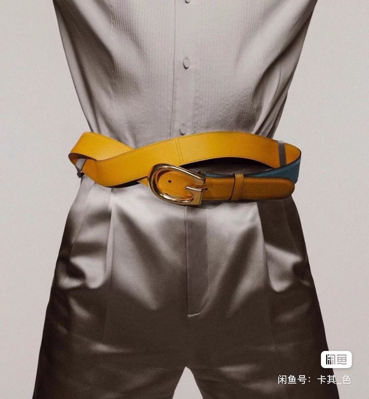 Gucci Gucci Color Blocked Gold Buckle Belt 85 Unisex NWT Size ONE SIZE - 2 Thumbnail