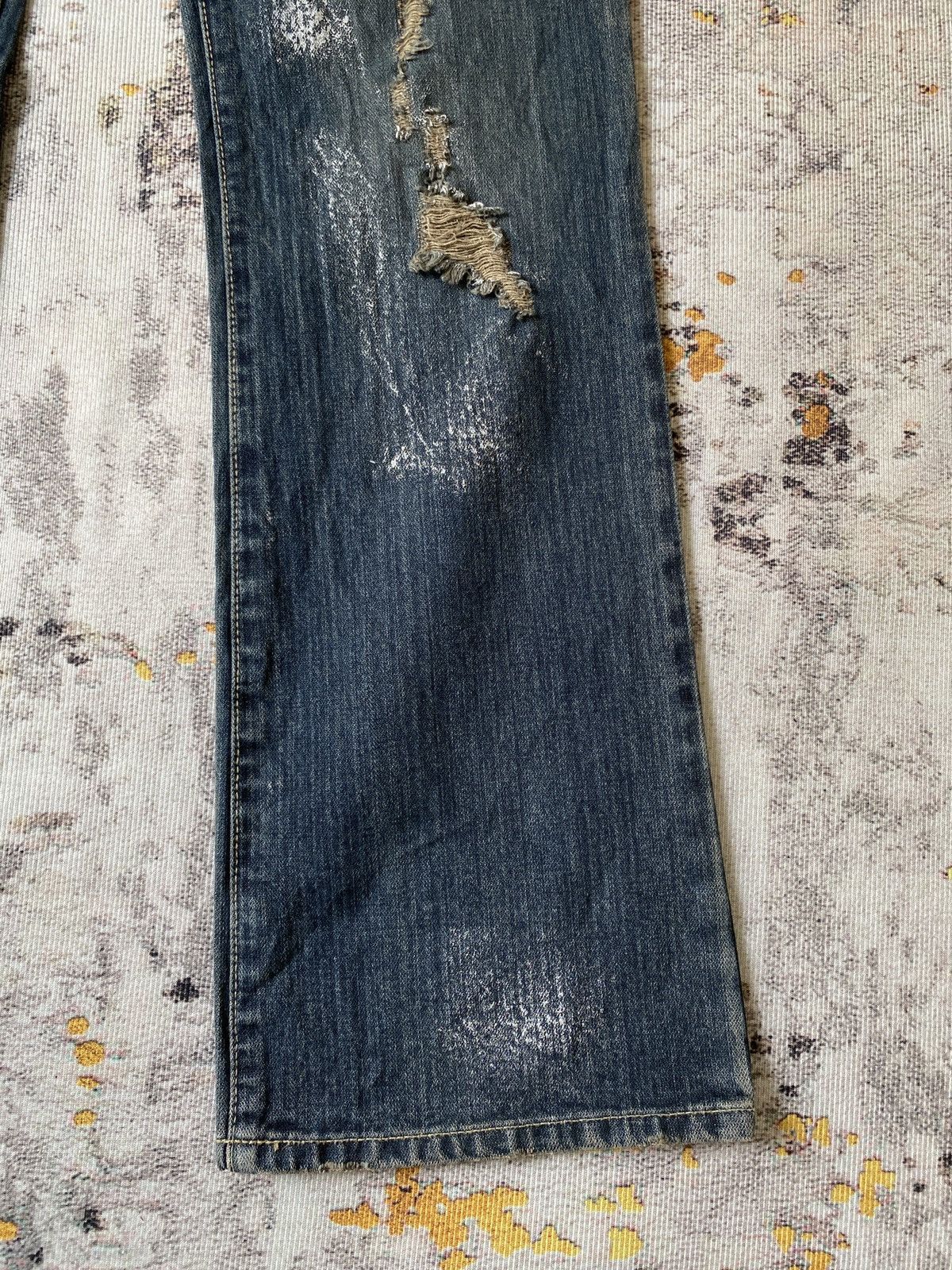 Japanese Brand Back Rush Distressed Splatter Design Flare Denim Size US 32 / EU 48 - 5 Thumbnail