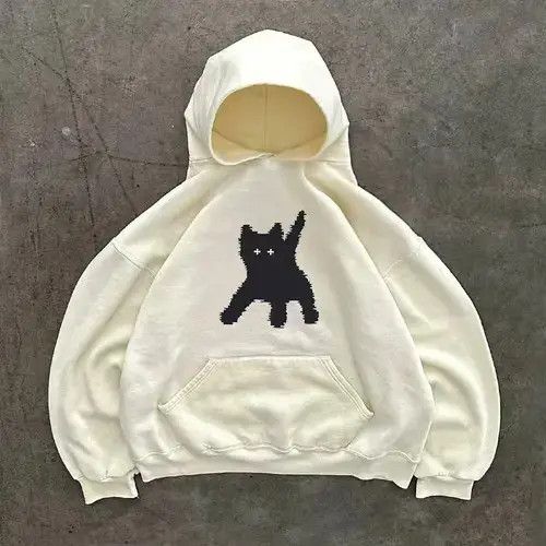 Other Beige cartoon cat print loose hoodie Size US L / EU 52-54 / 3 - 3 Thumbnail