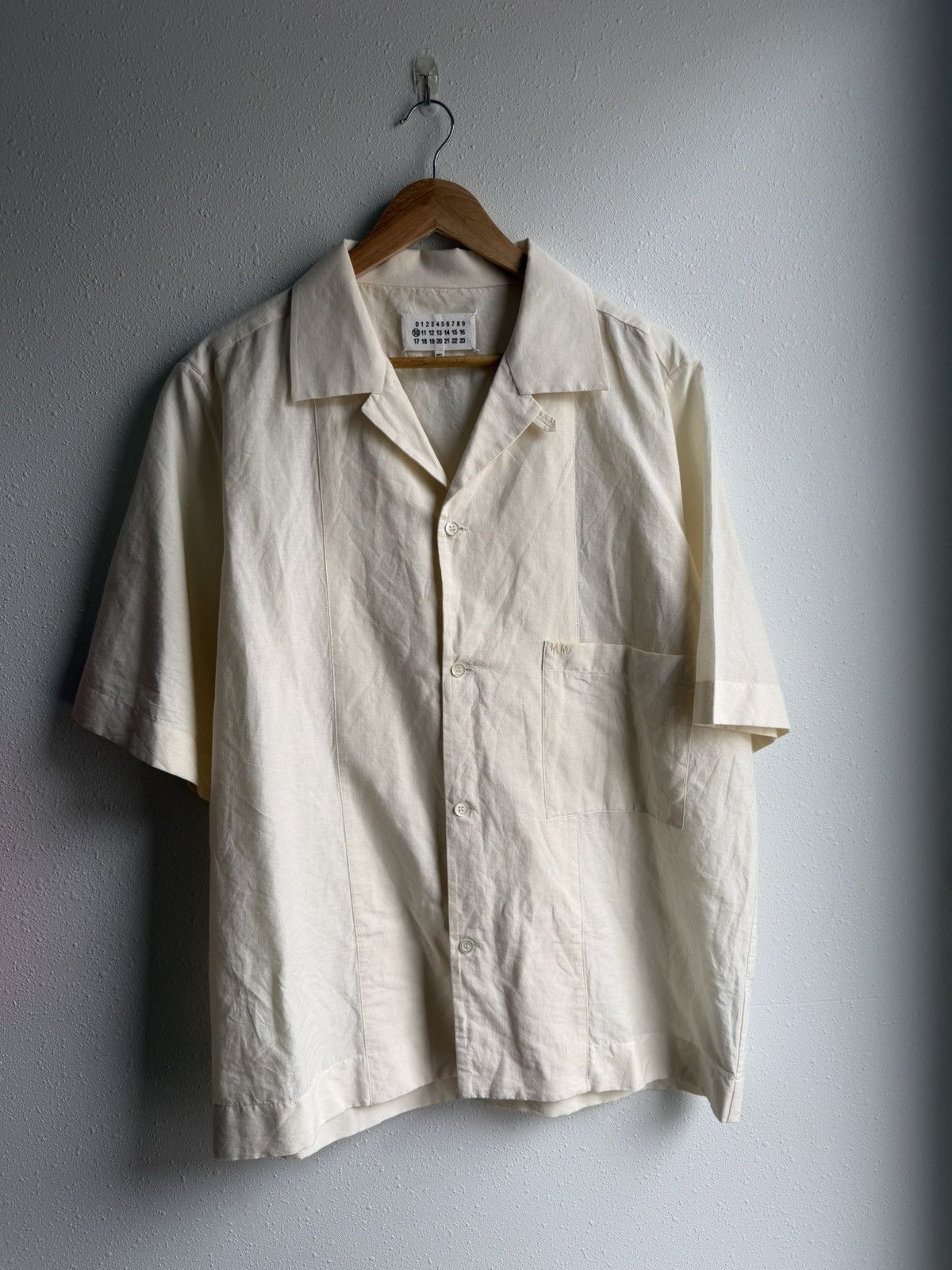 Maison Margiela Maison Margiela S/S 2022 Linen Blend Camp Collar Shirt Beige Size US L / EU 52-54 / 3 - 1 Thumbnail