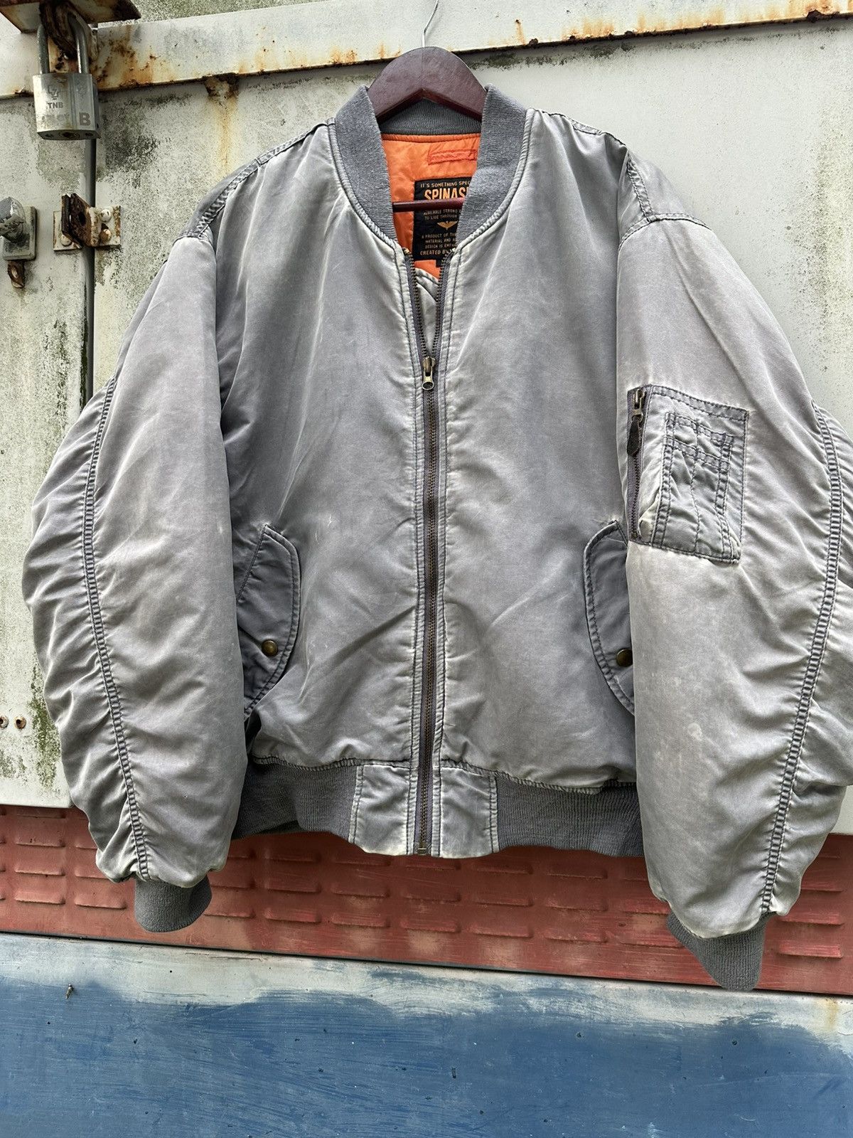 Vintage 🪖Vintage Faded Spinash MA-1 Man Intermediate Bomber Jacket Size US L / EU 52-54 / 3 - 5 Thumbnail