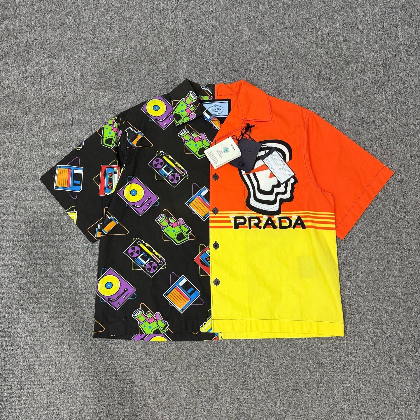 Prada Prada Tape Brain Print Logo Colorblock Shirt Size US M / EU 48-50 / 2 - 1 Thumbnail