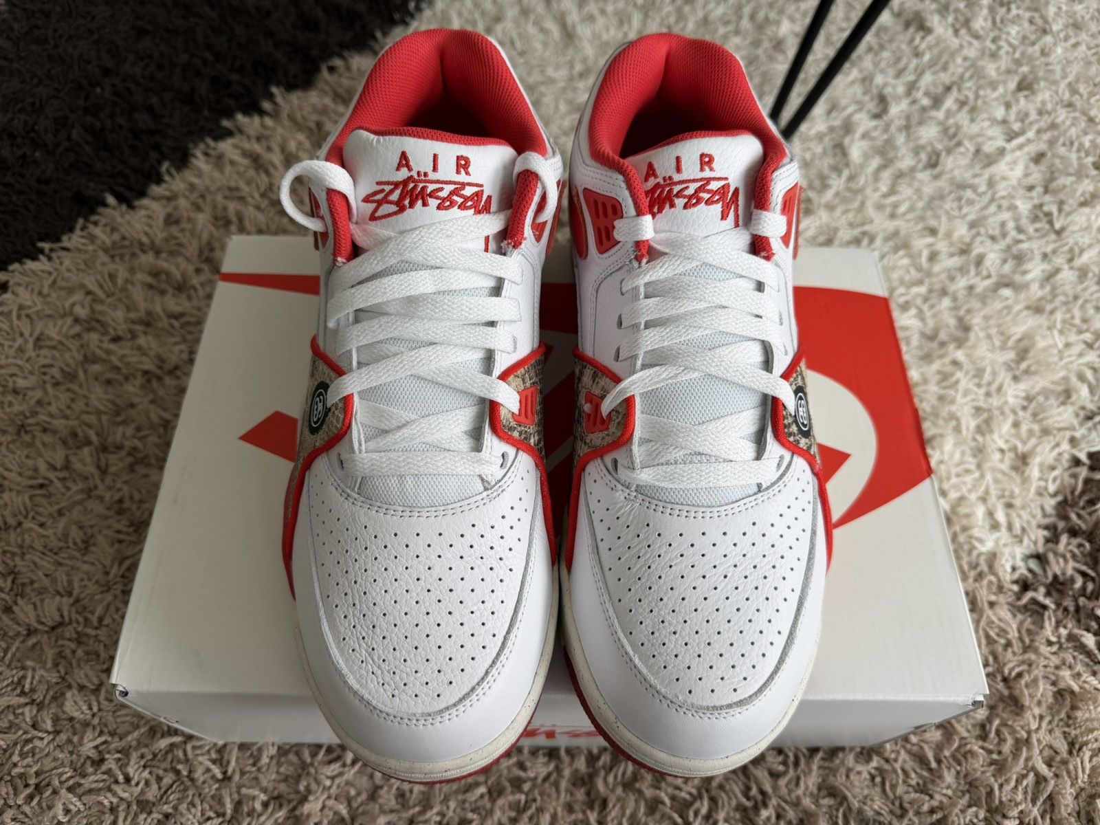 Nike × Stussy Stussy Nike Air Flight 89 Low SP White Habanero Red Sail 9.5 Size US 9.5 / EU 42-43 - 10 Thumbnail