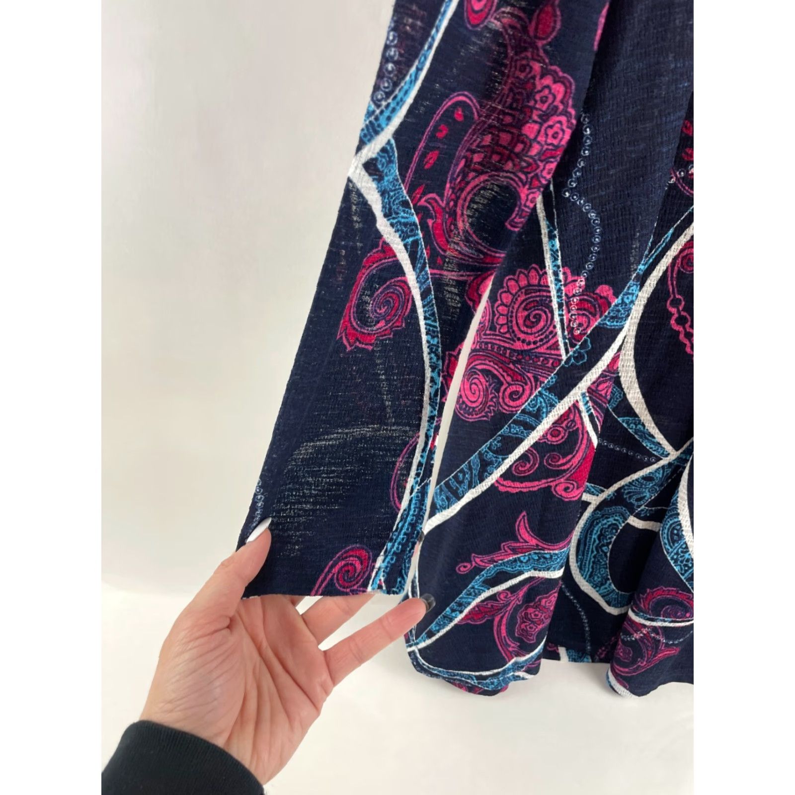 Vintage Arianna by Howard Dress Women's S/M Black Pink Blue Paisley Semi-sheer NWT Size S / US 4 / IT 40 - 6 Thumbnail