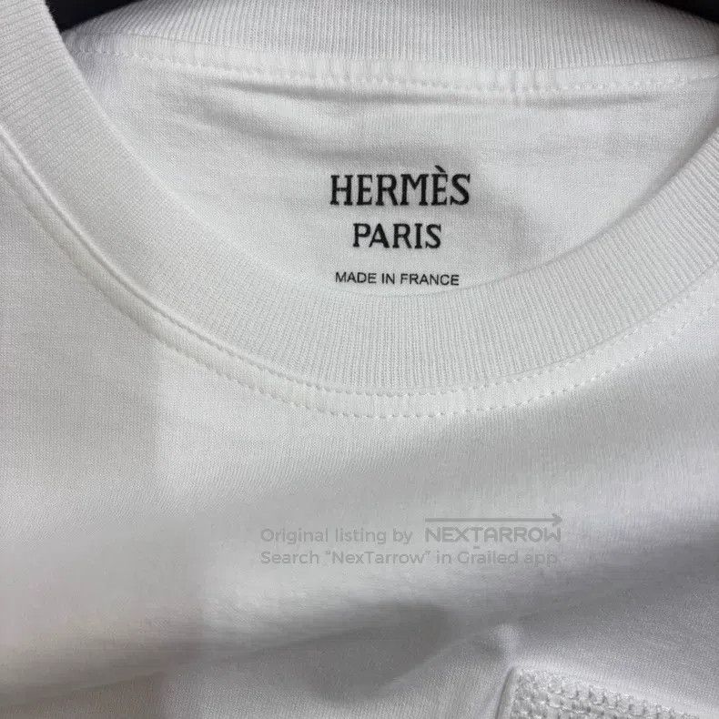 Hermes Hermes Embroidered Pocket Long White Short Sleeve Size XXS / US 00 / IT 34 - 4 Thumbnail