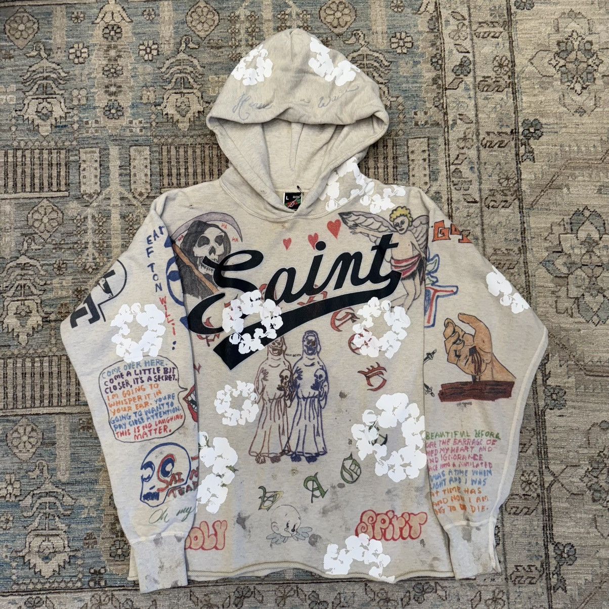 DENIM TEARS × Saint Michael Graffiti Hoodie | Grailed