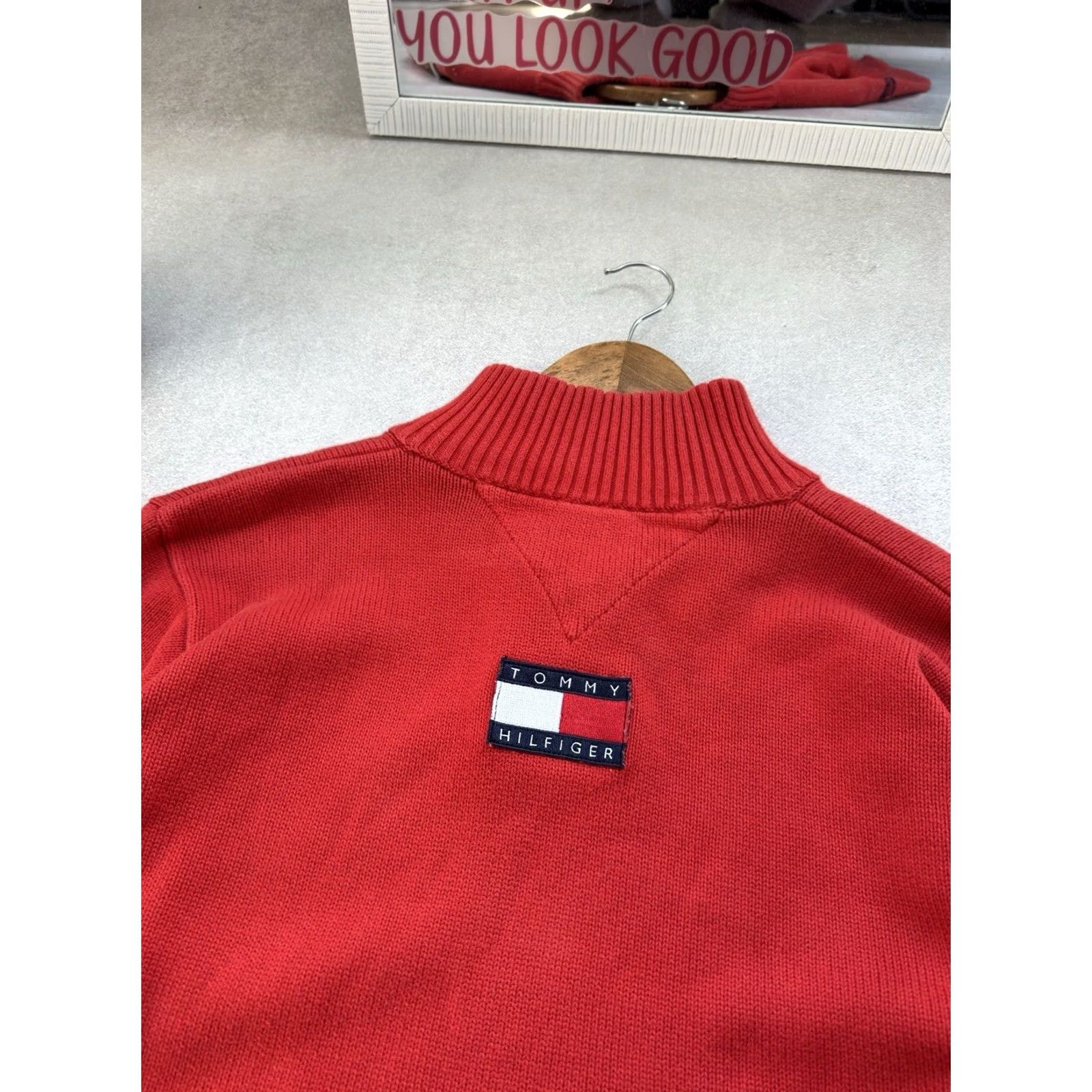 Tommy Hilfiger VINTAGE Tommy Hilfiger Ferrari Limited Edition 1/3 Zip Knit Sweater Men M Red Racing USA 90s Size US M / EU 48-50 / 2 - 6 Thumbnail