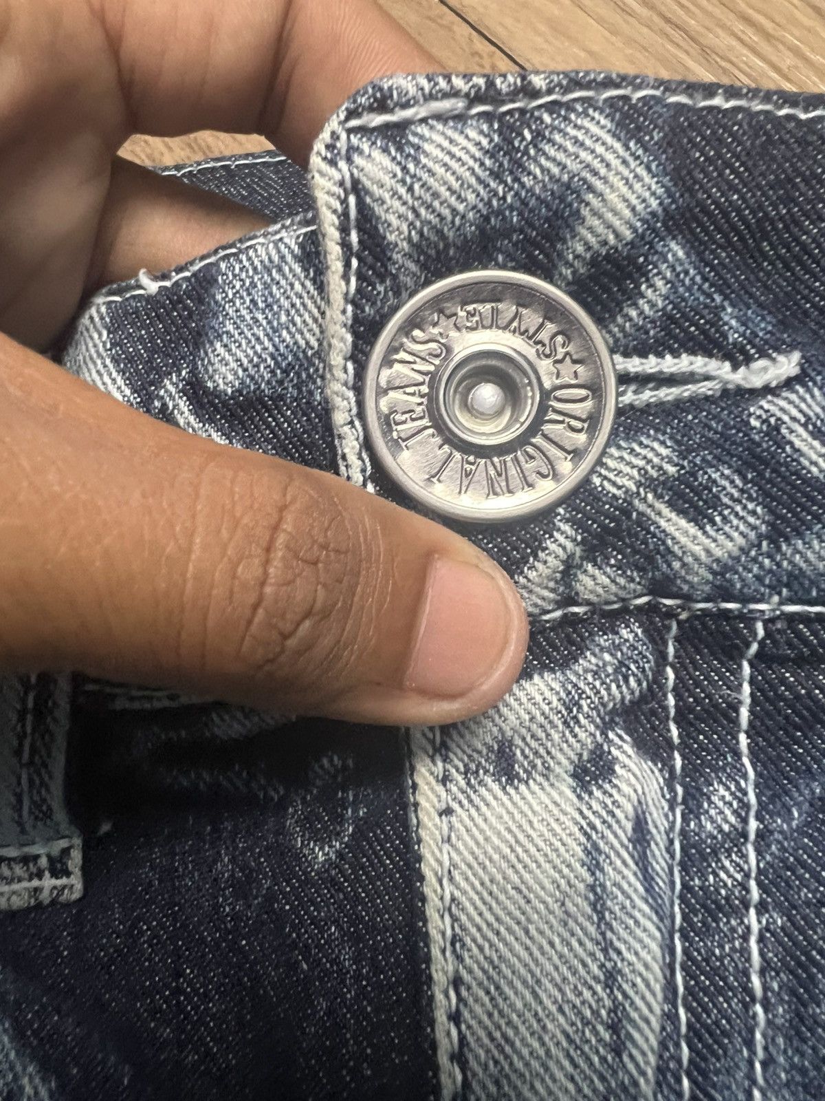 Japanese Brand RARE Distressed Crinkle Denim Jeans (42) Size 33" - 9 Thumbnail