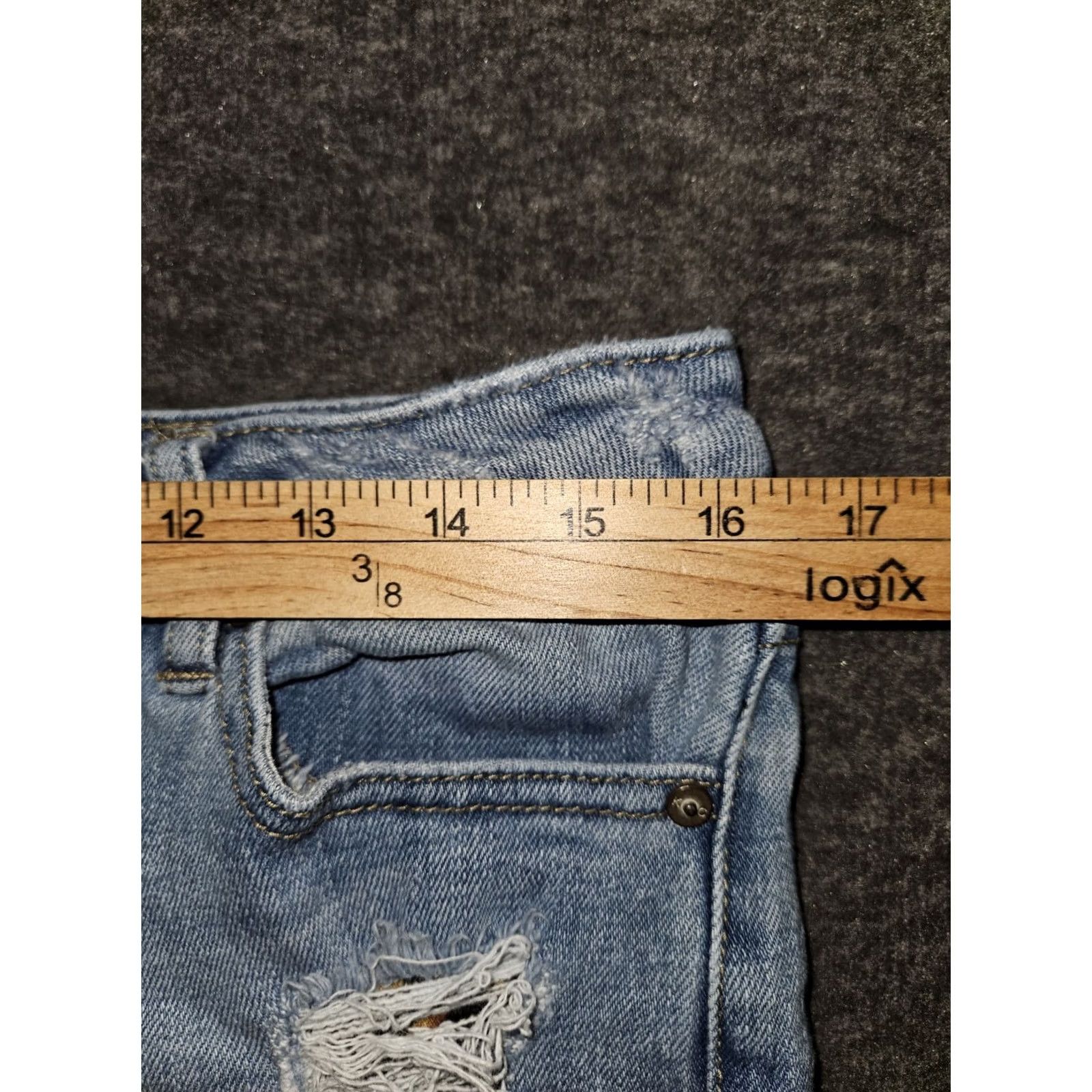 Vintage KanCan Jeans Skinny Ankle Women's 9/28 Blue Denim Distressed Button Fly Stretch Shirts? Size 30" / US 8 / IT 44 - 4 Thumbnail