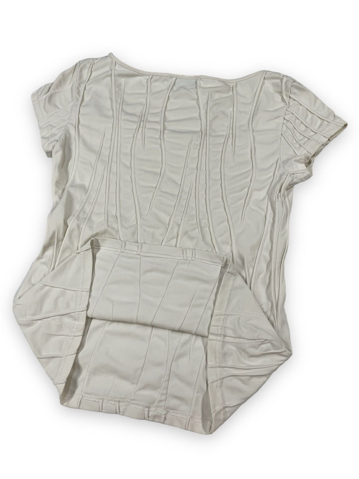 Designer ANNE FONTAINE PARIS Made in FRANCE Stretch Short Sleeve Top White T-Shirt Size M / US 6-8 / IT 42-44 - 7 Thumbnail