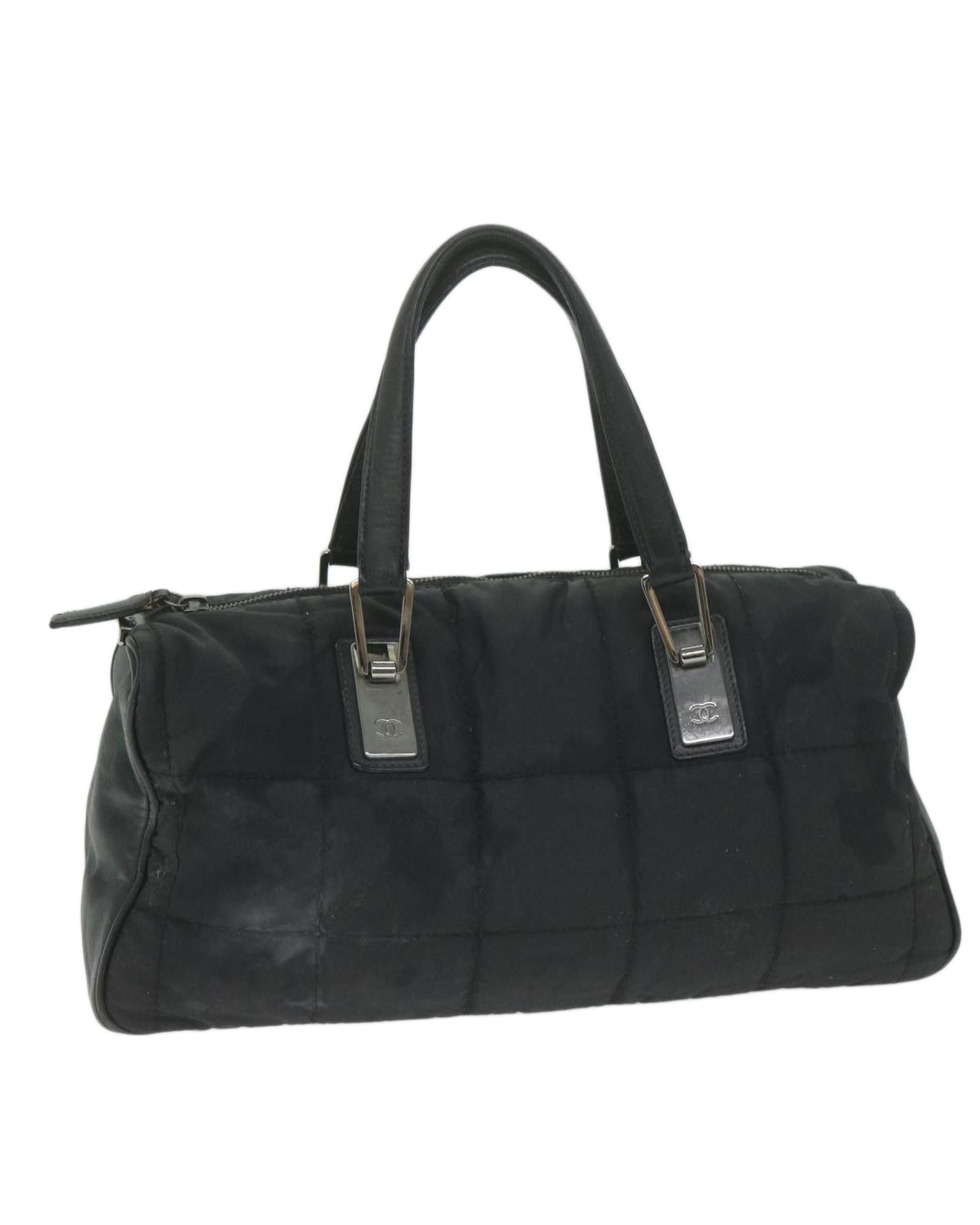image of Chanel Black Nylon Hand Bag With Cc Logo By Designer, Women's