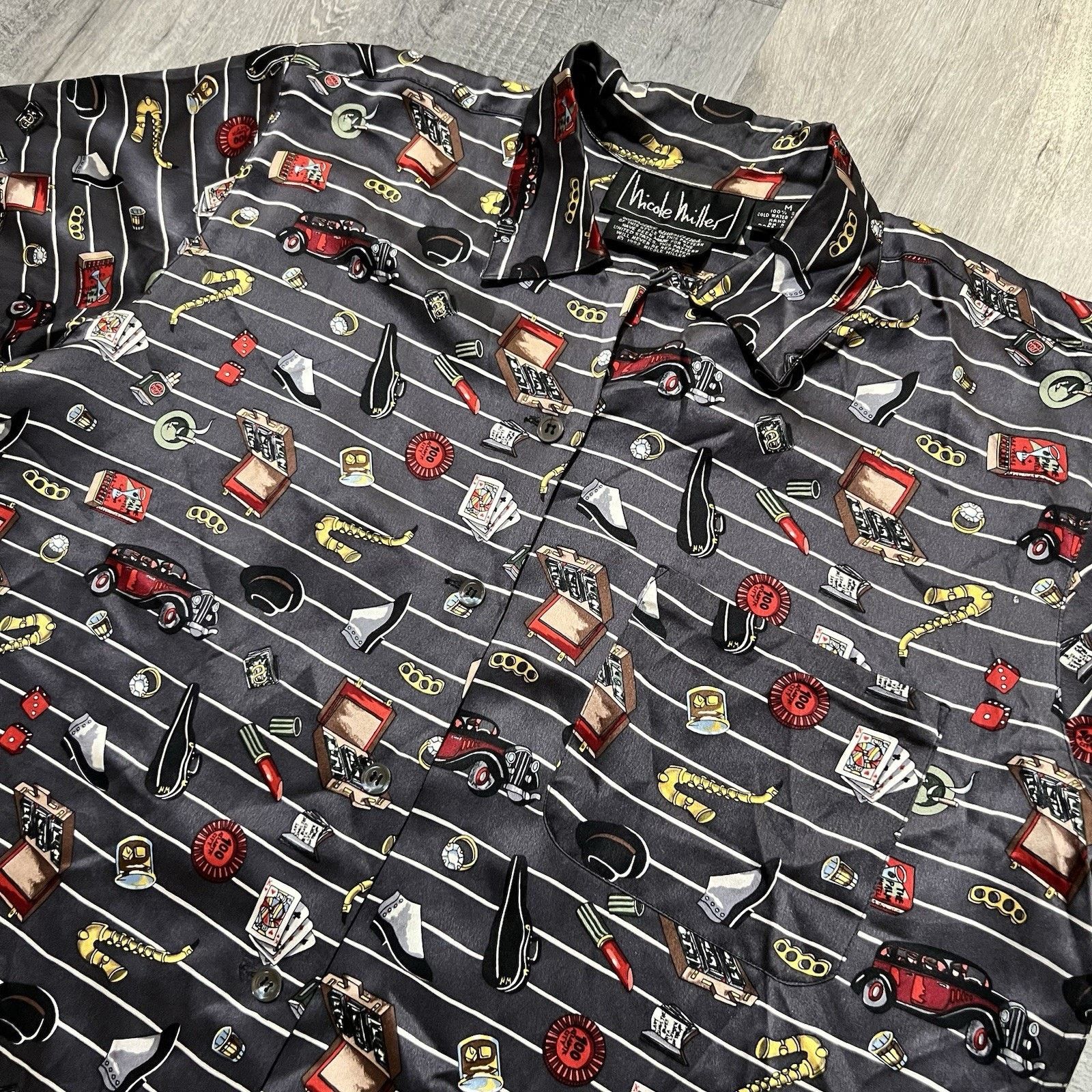 Nicole Miller VTG Nicole Miller Casino Night Gamble Silk Button Shirt M Size US M / EU 48-50 / 2 - 3 Thumbnail