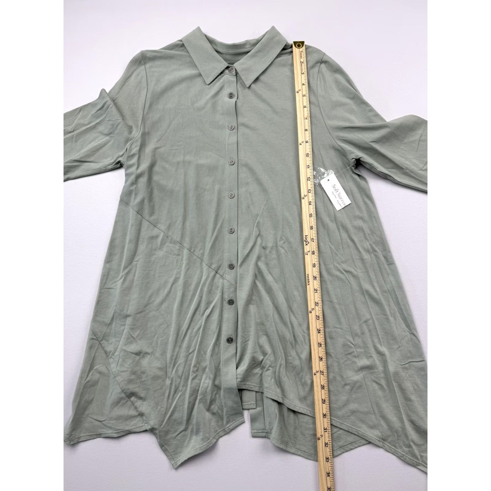 Soft Surroundings Soft Surroundings Shirt Womens Large Green Button-Up 3/4 Sleeve Tunic Top Size L / US 10 / IT 46 - 5 Thumbnail