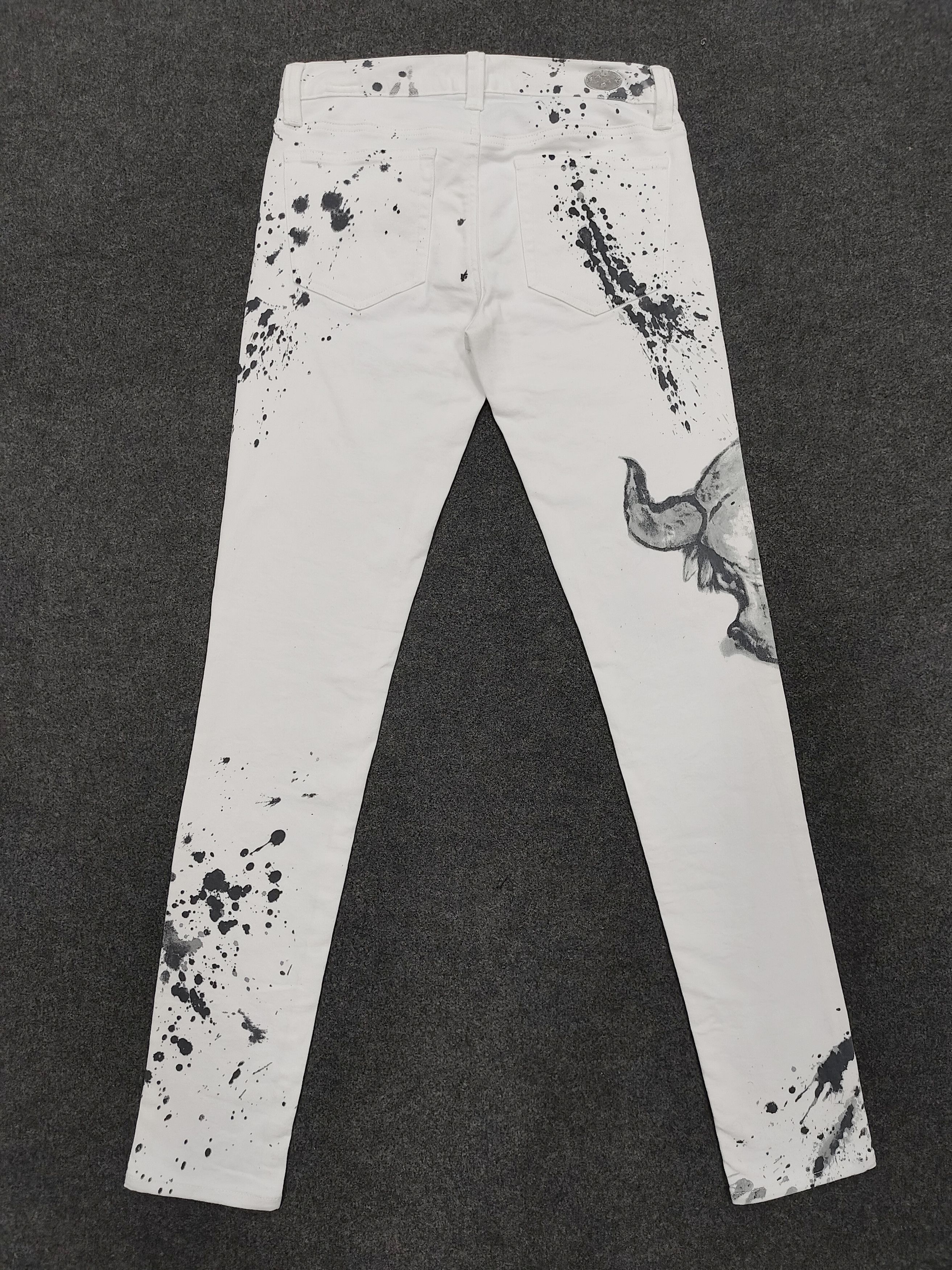 Ralph Lauren Ralph Lauren- Punk Rock Painted Bull Splash Art Skinny Jeans Size 30" / US 8 / IT 44 - 4 Thumbnail